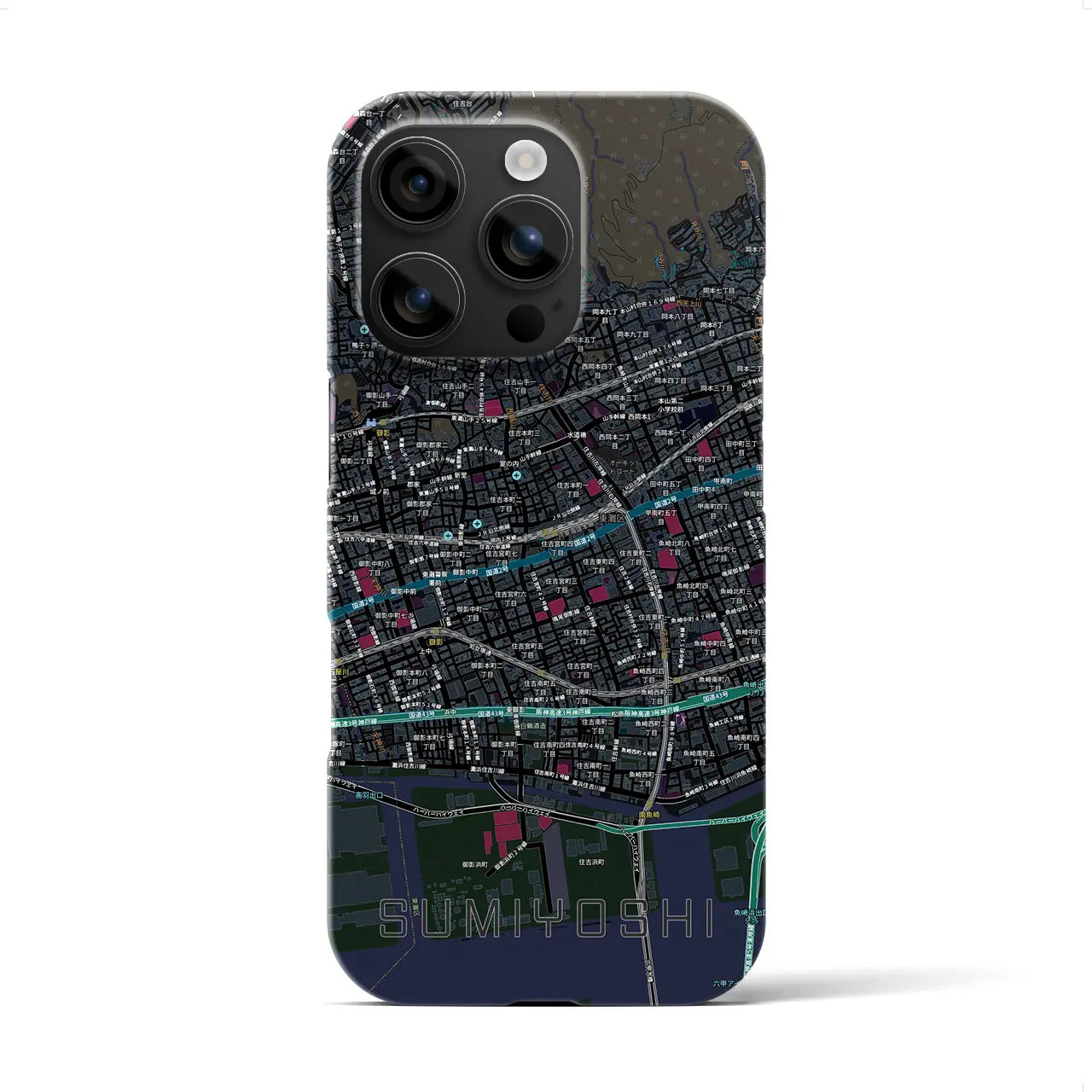 【住吉(兵庫県)】地図柄iPhoneケース(バックカバータイプ)