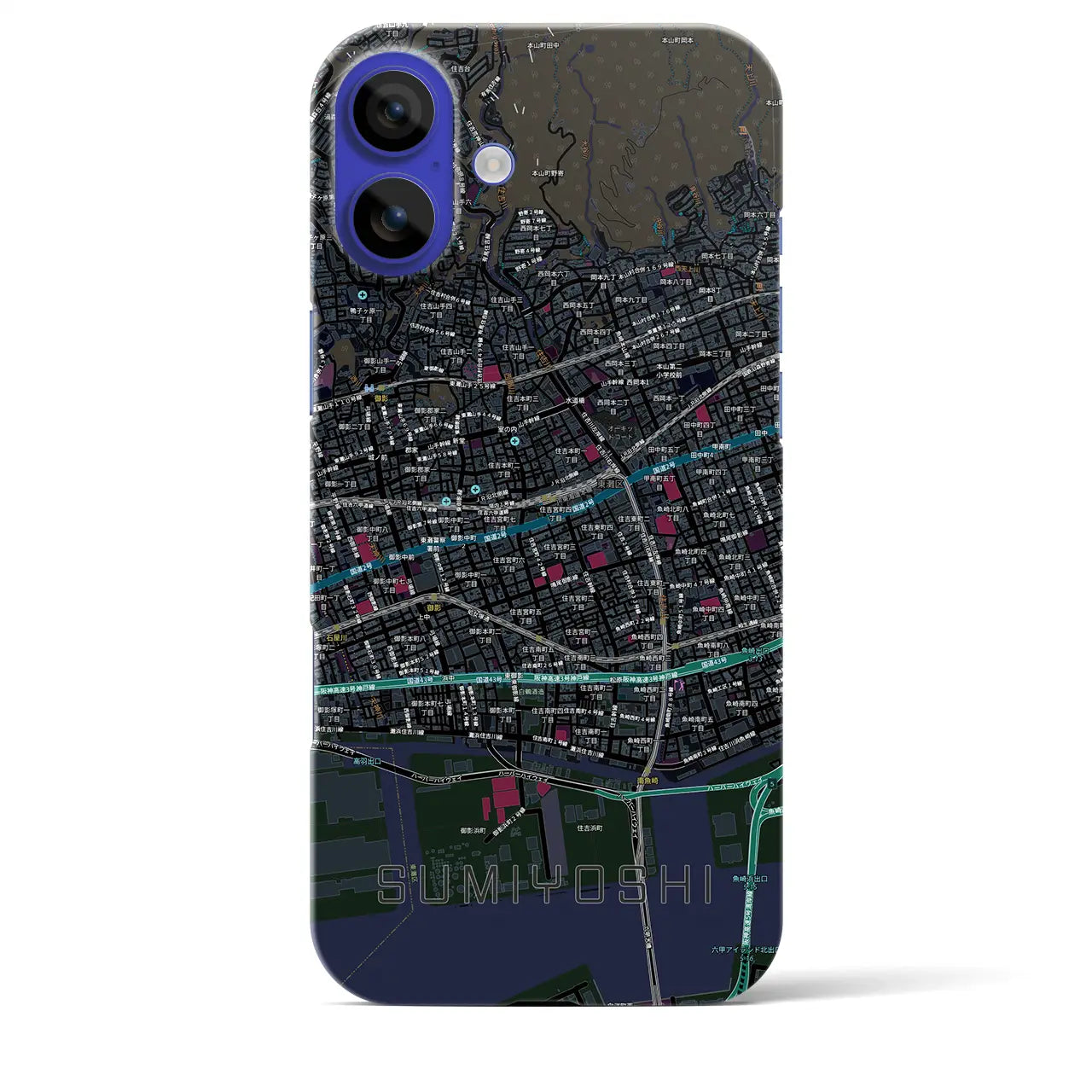 【住吉(兵庫県)】地図柄iPhoneケース(バックカバータイプ)