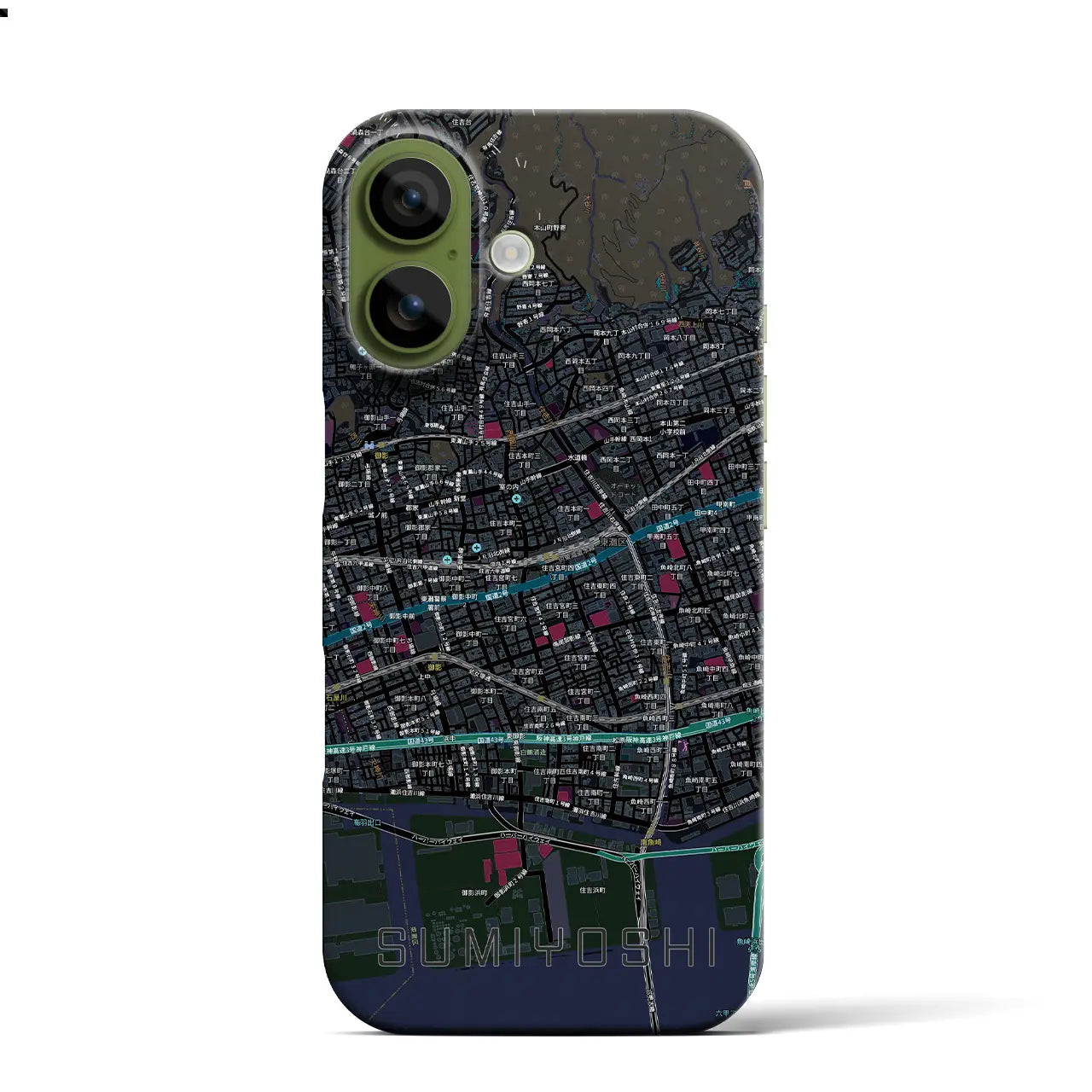 【住吉(兵庫県)】地図柄iPhoneケース(バックカバータイプ)