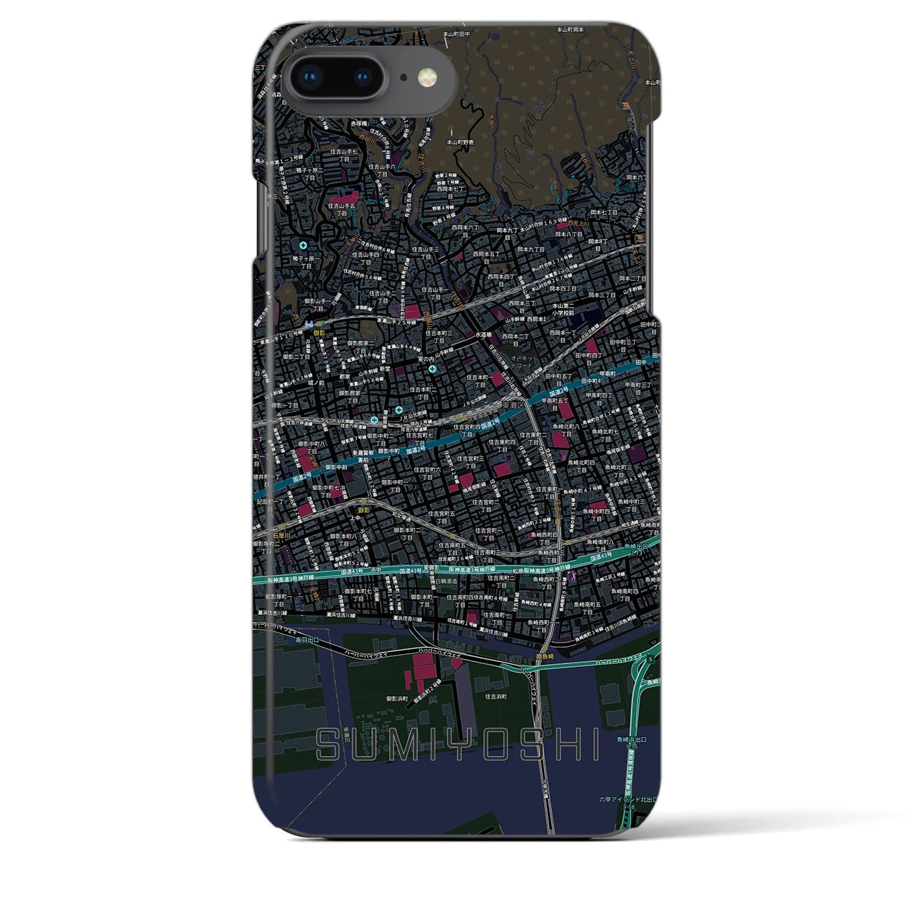 【住吉(兵庫県)】地図柄iPhoneケース(バックカバータイプ)