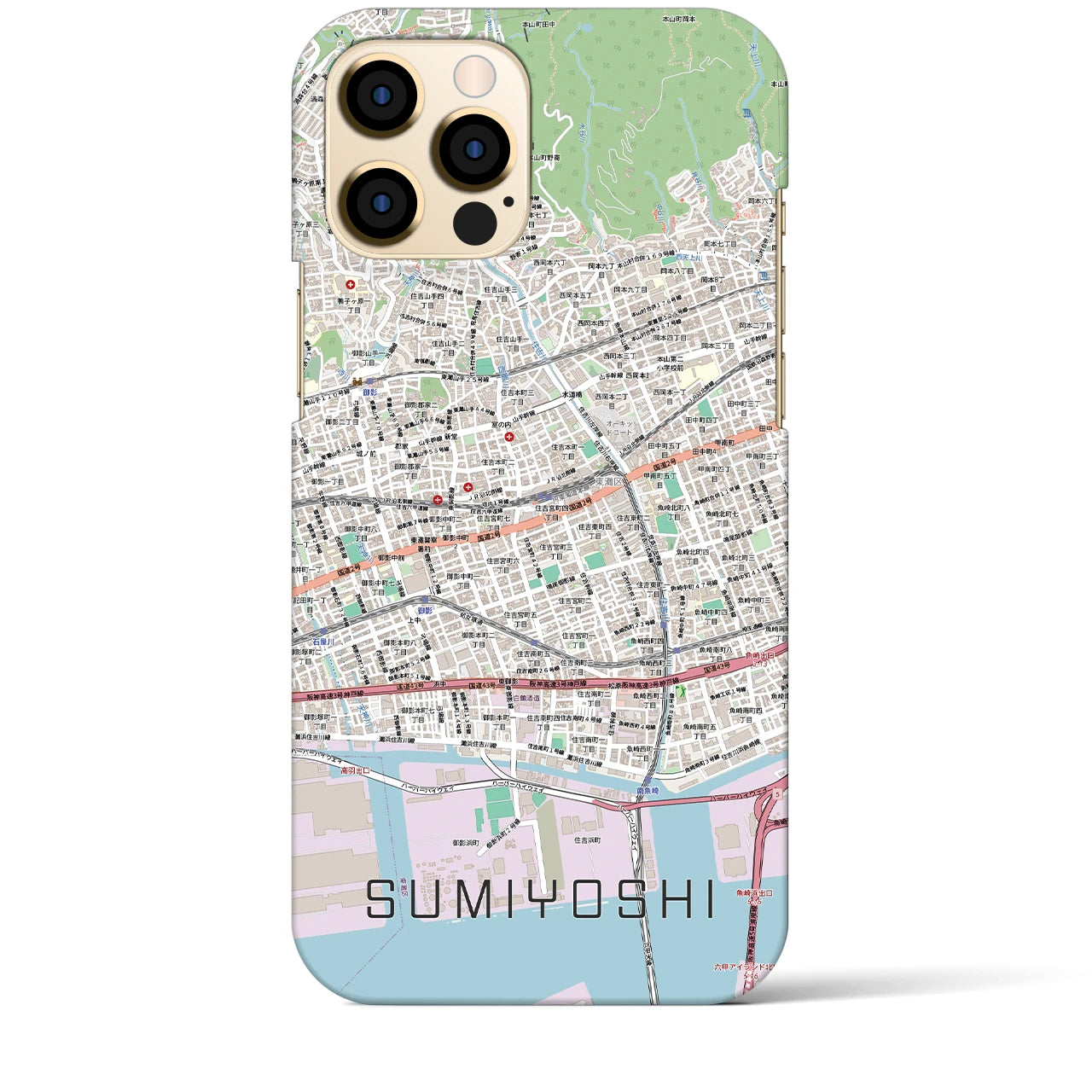 【住吉(兵庫県)】地図柄iPhoneケース(バックカバータイプ)