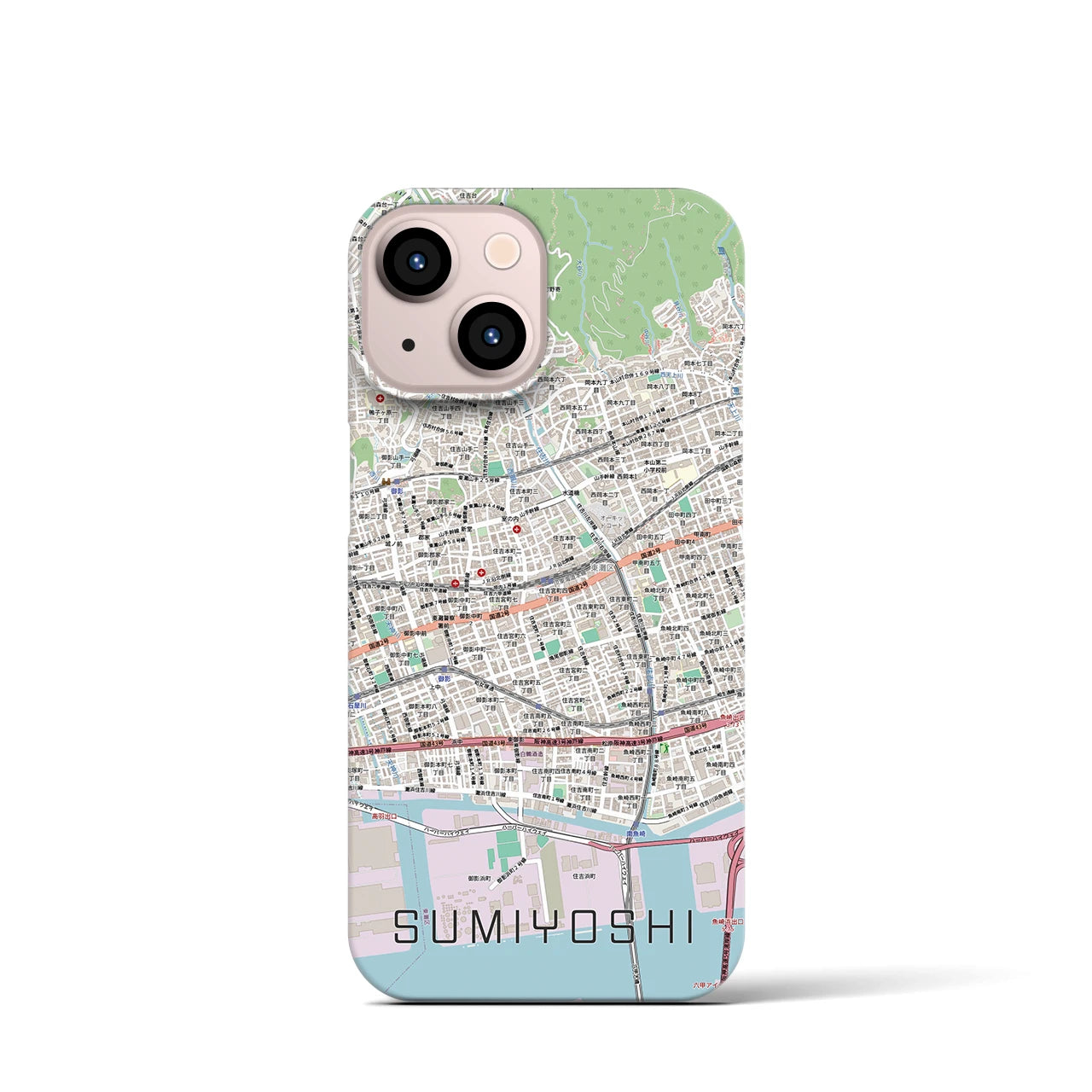 【住吉(兵庫県)】地図柄iPhoneケース(バックカバータイプ)