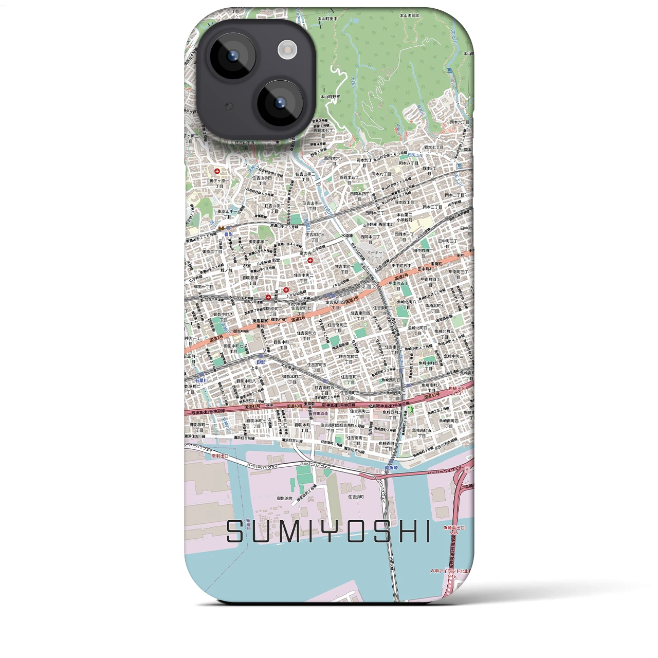 【住吉(兵庫県)】地図柄iPhoneケース(バックカバータイプ)
