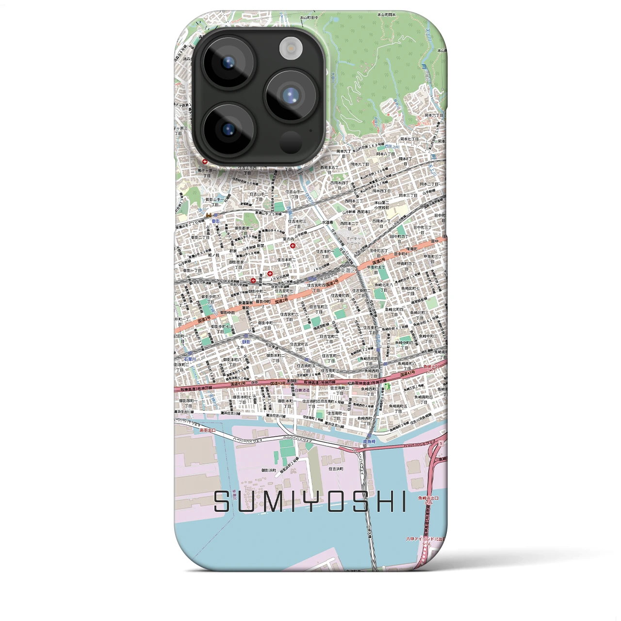 【住吉(兵庫県)】地図柄iPhoneケース(バックカバータイプ)