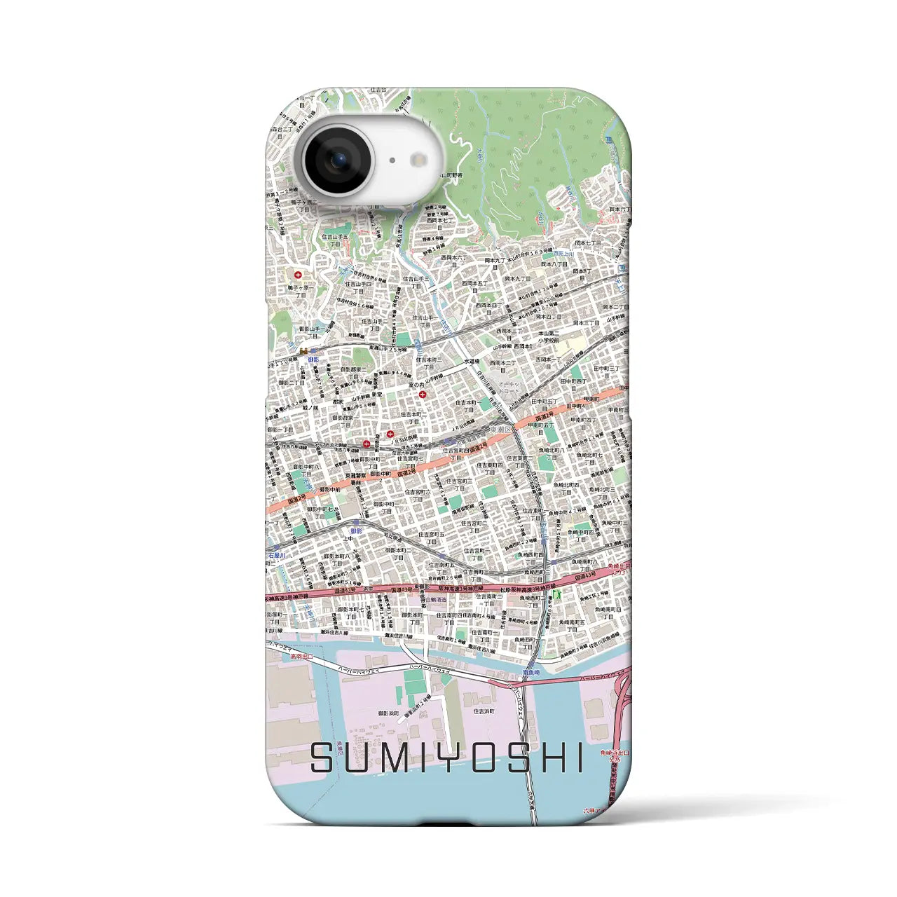 【住吉(兵庫県)】地図柄iPhoneケース(バックカバータイプ)