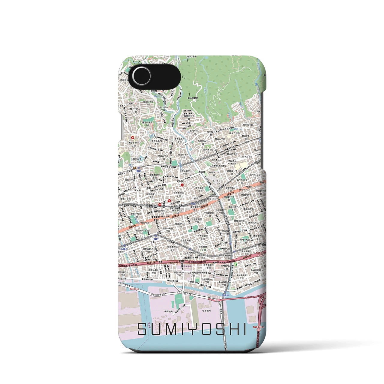 【住吉(兵庫県)】地図柄iPhoneケース(バックカバータイプ)