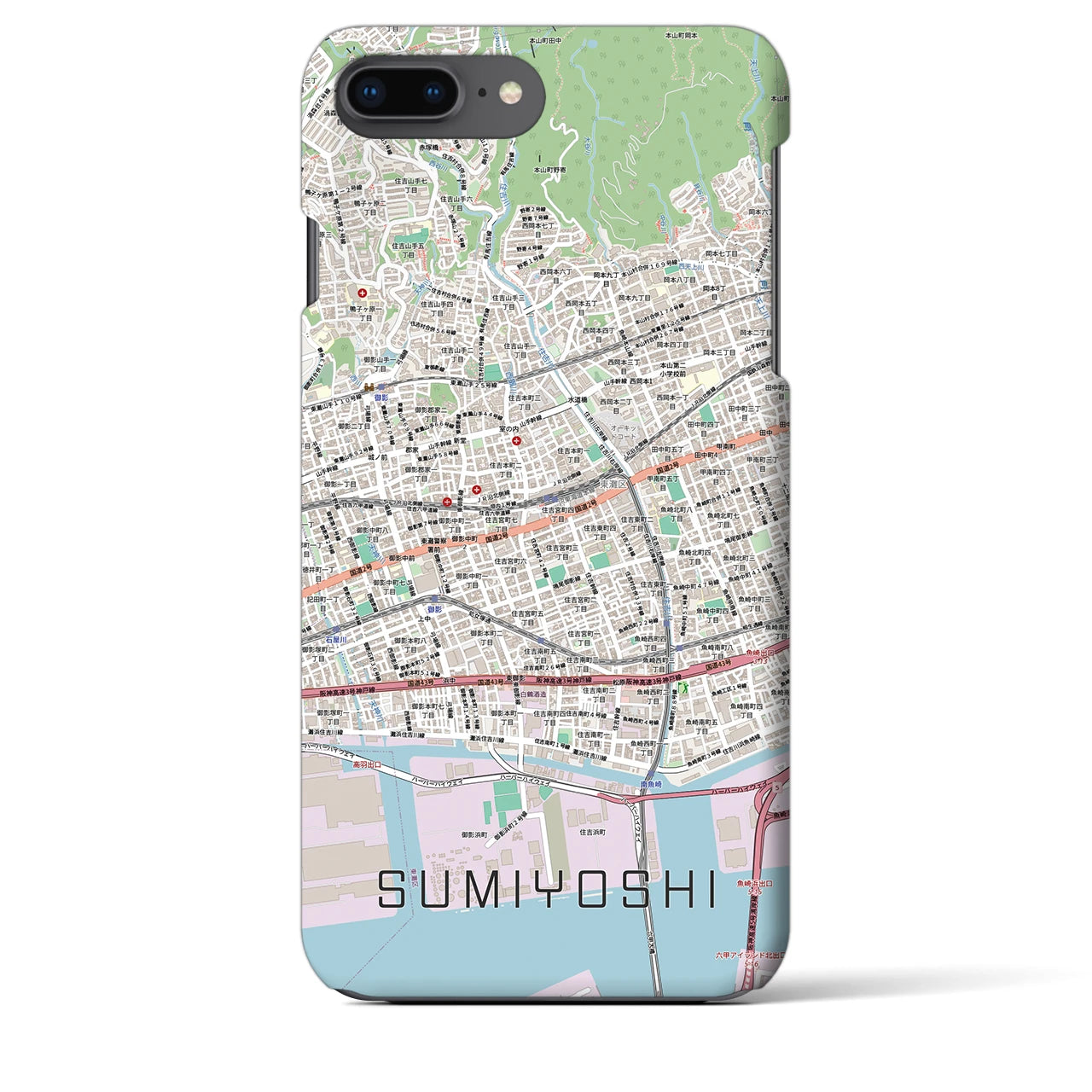 【住吉(兵庫県)】地図柄iPhoneケース(バックカバータイプ)