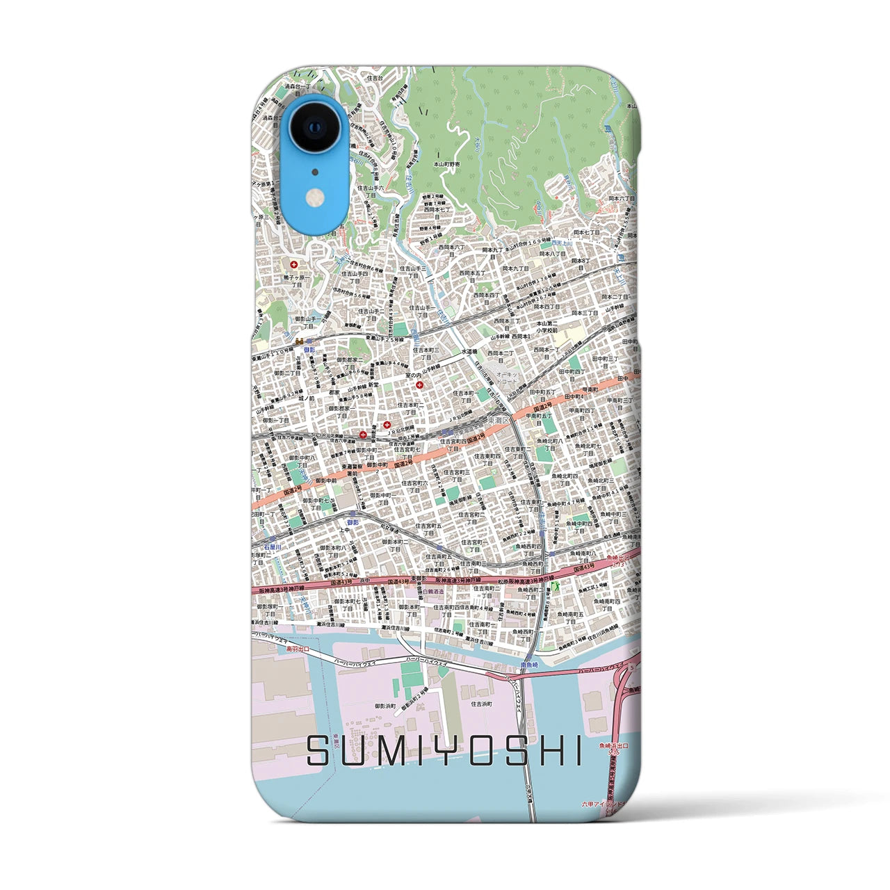 【住吉(兵庫県)】地図柄iPhoneケース(バックカバータイプ)