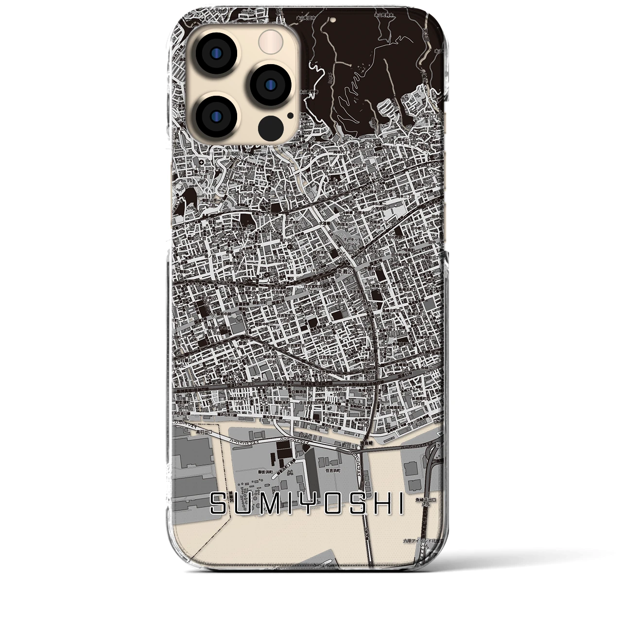 【住吉(兵庫県)】地図柄iPhoneケース(クリアタイプ)