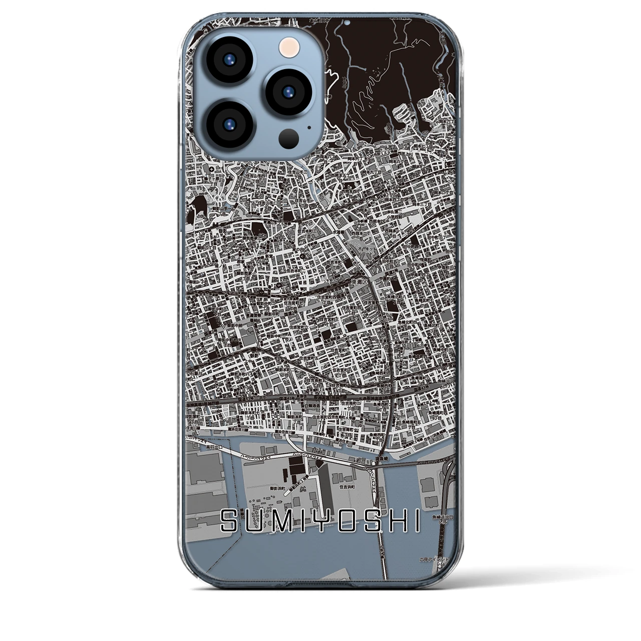 【住吉(兵庫県)】地図柄iPhoneケース(クリアタイプ)