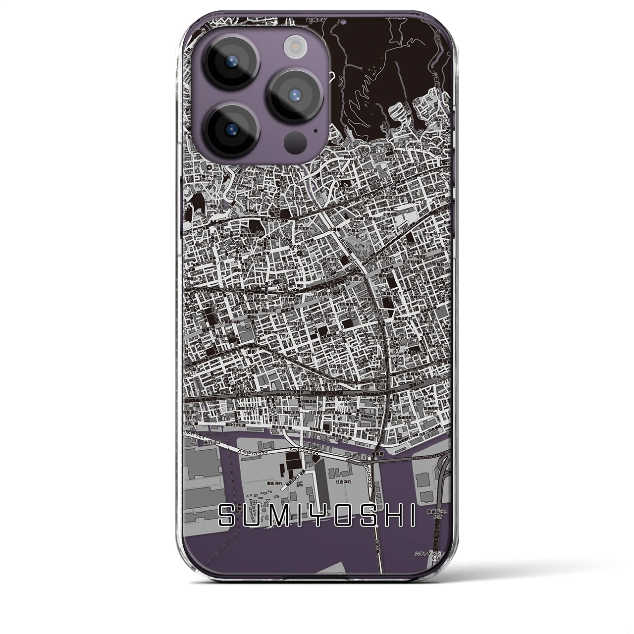 【住吉(兵庫県)】地図柄iPhoneケース(クリアタイプ)