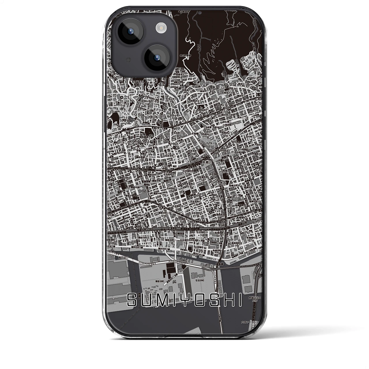 【住吉(兵庫県)】地図柄iPhoneケース(クリアタイプ)