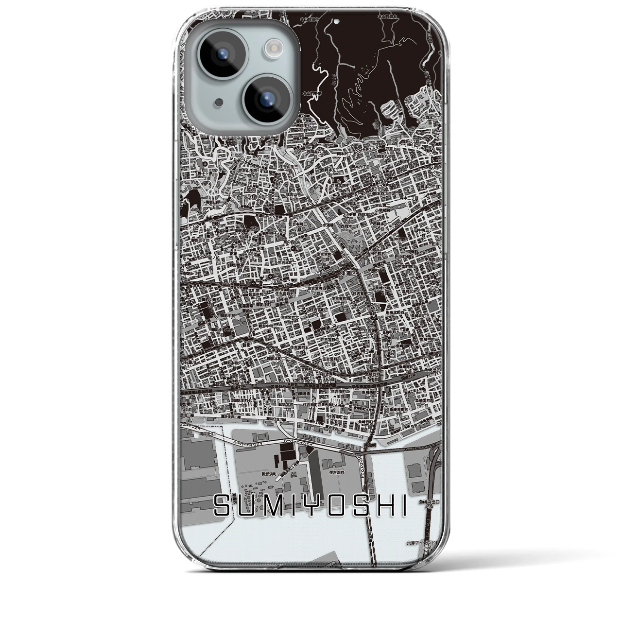 【住吉(兵庫県)】地図柄iPhoneケース(クリアタイプ)