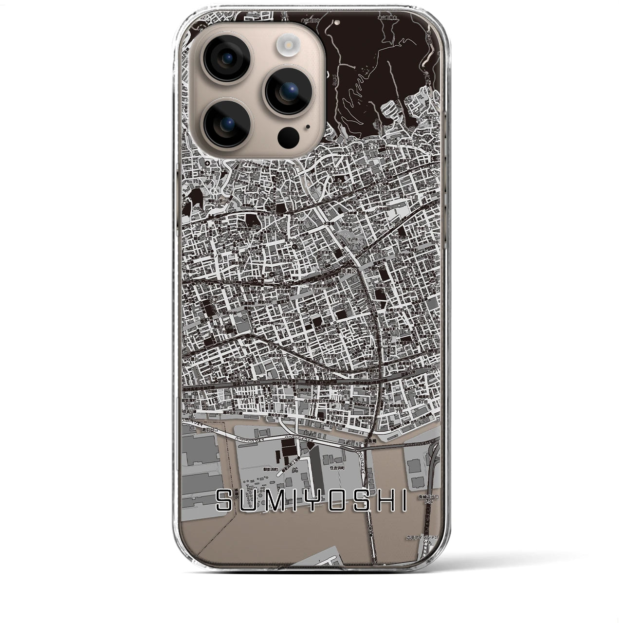 【住吉(兵庫県)】地図柄iPhoneケース(クリアタイプ)