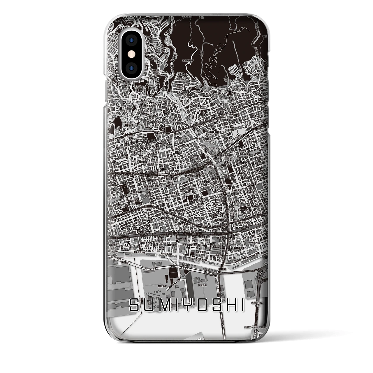 【住吉(兵庫県)】地図柄iPhoneケース(クリアタイプ)