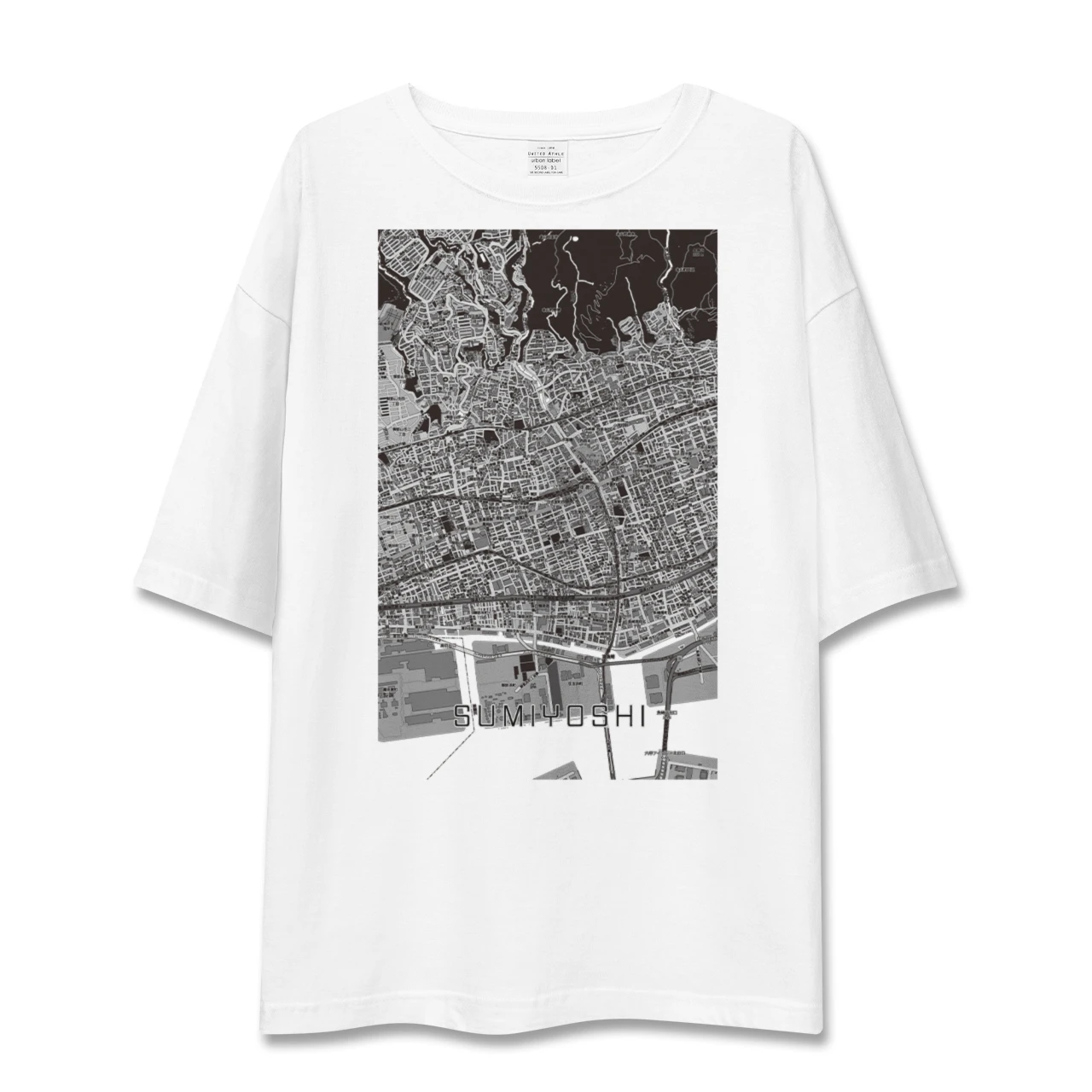 【住吉(兵庫県)(兵庫県)】地図柄ビッグシルエットTシャツ