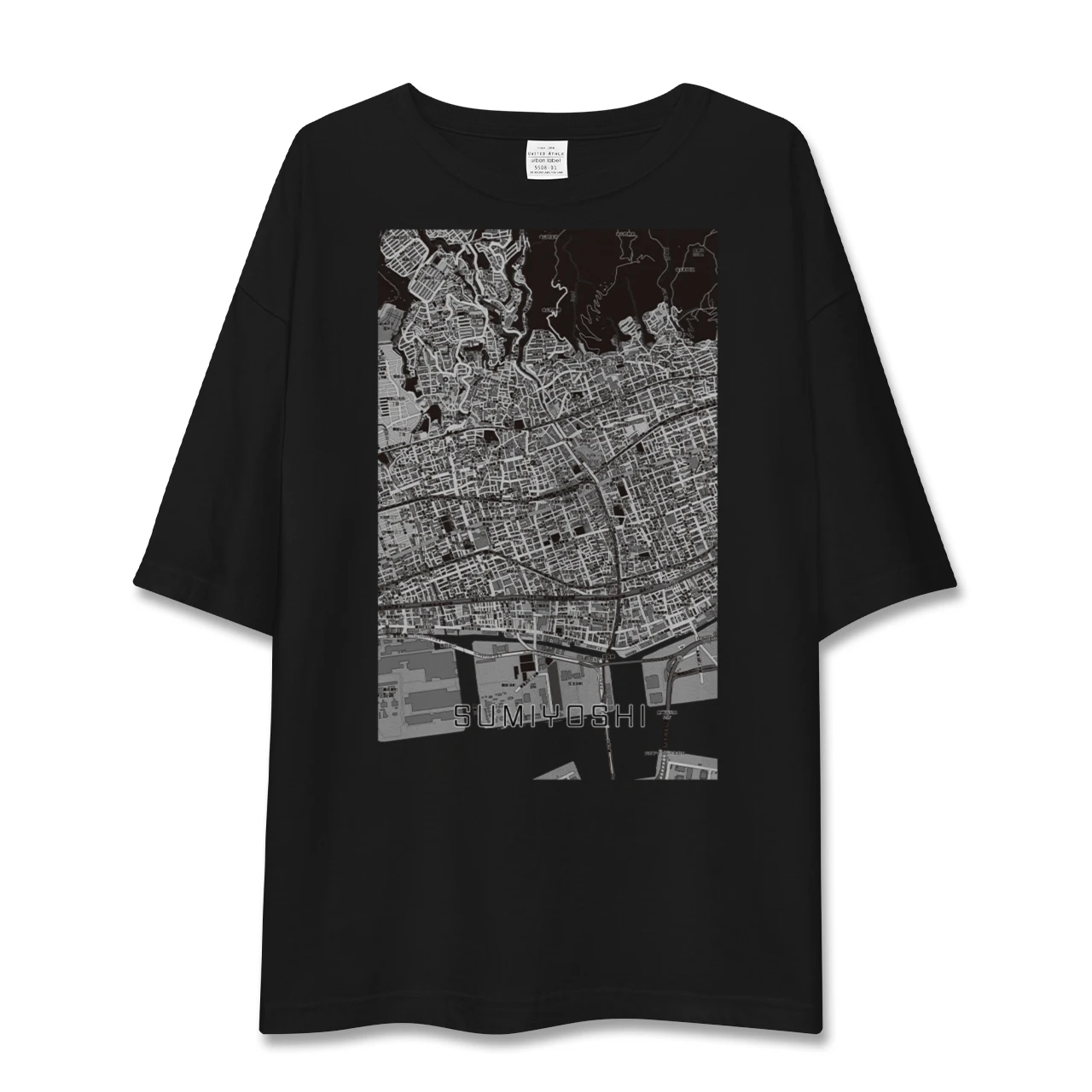 【住吉(兵庫県)(兵庫県)】地図柄ビッグシルエットTシャツ
