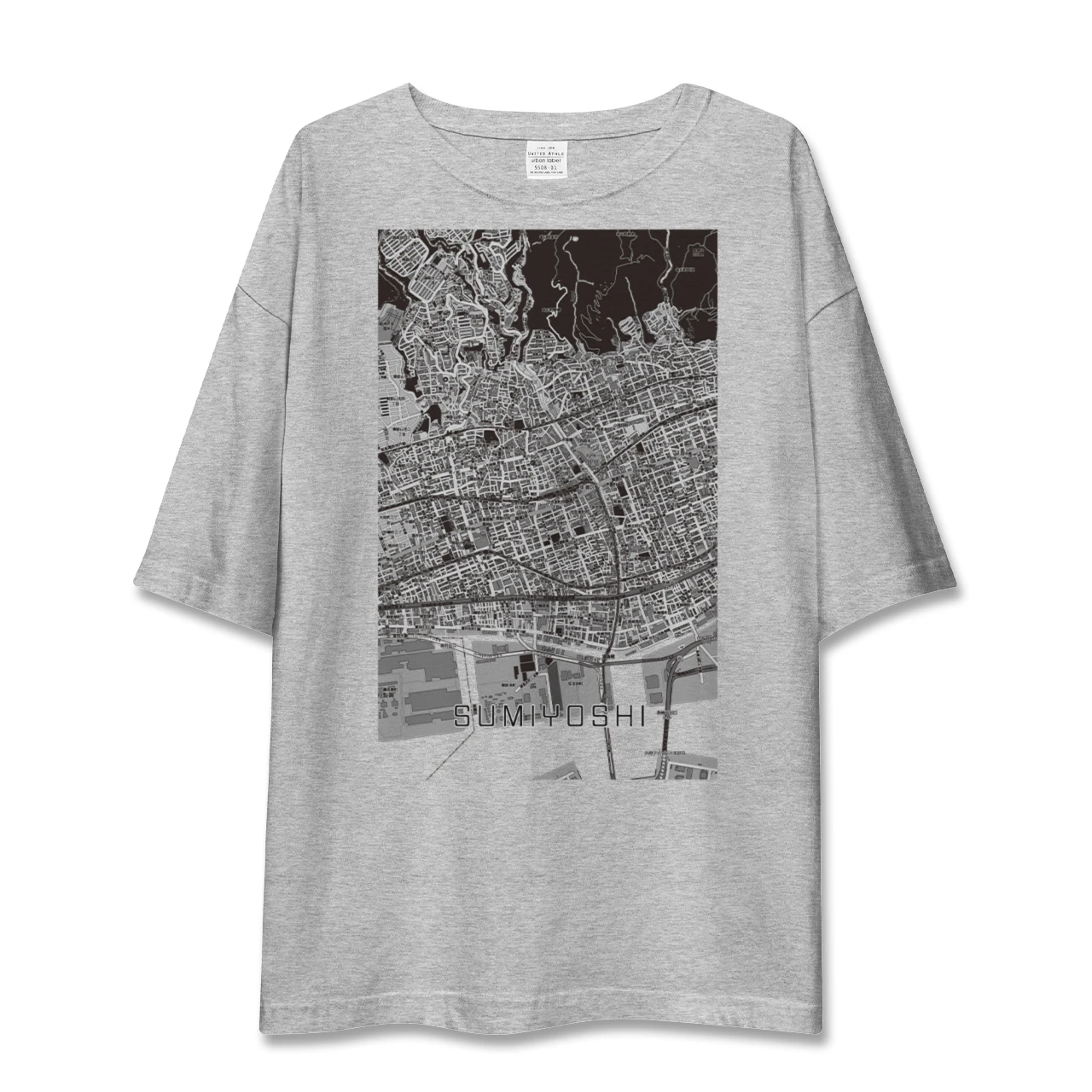 【住吉(兵庫県)(兵庫県)】地図柄ビッグシルエットTシャツ