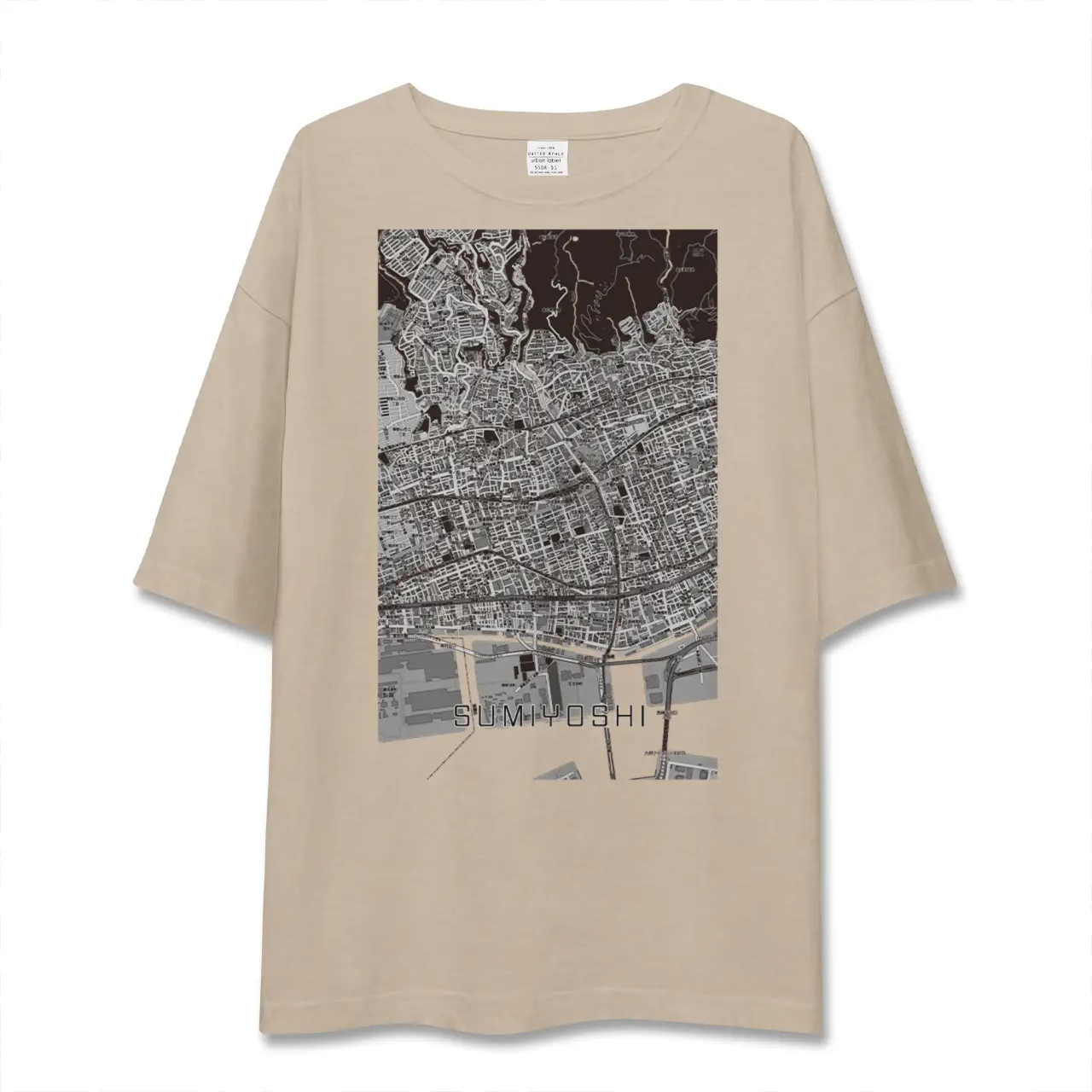【住吉(兵庫県)(兵庫県)】地図柄ビッグシルエットTシャツ