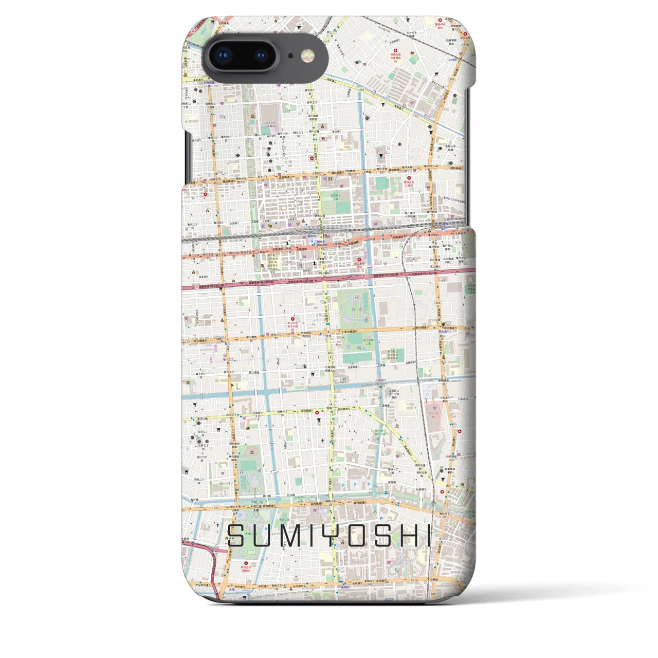 【住吉(東京都)】地図柄iPhoneケース(バックカバータイプ)