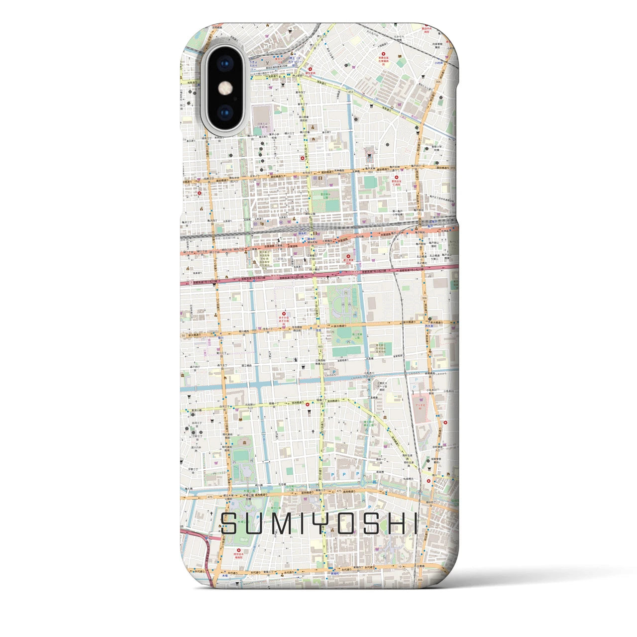 【住吉(東京都)】地図柄iPhoneケース(バックカバータイプ)
