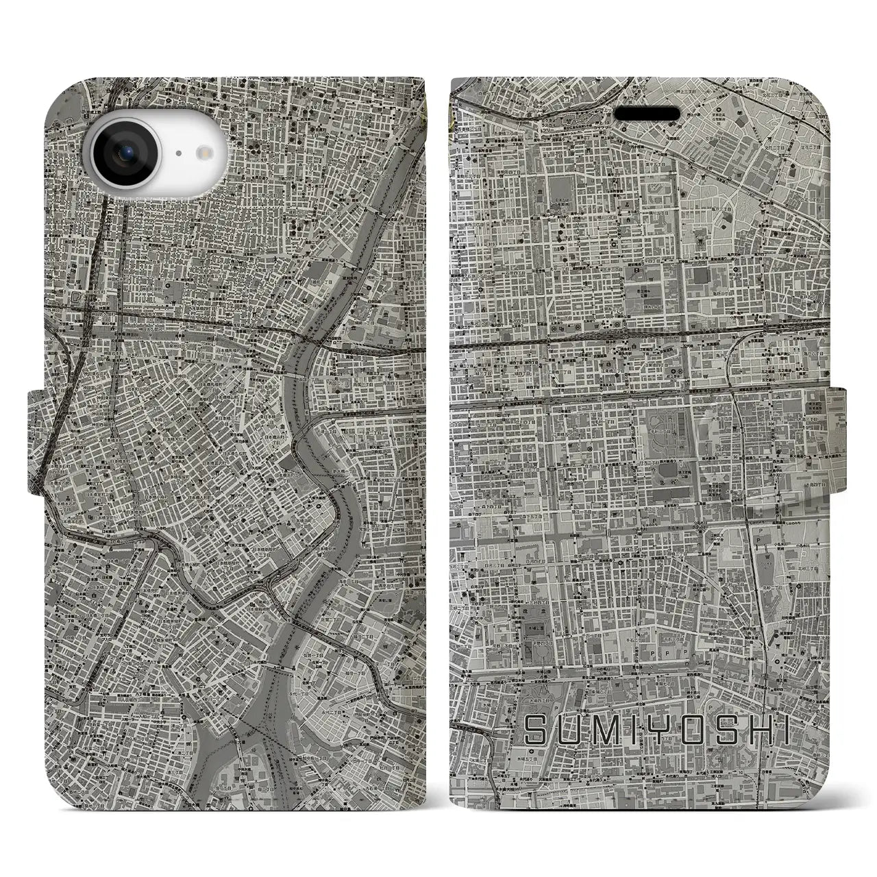 【住吉(東京都)】地図柄iPhoneケース(手帳タイプ)