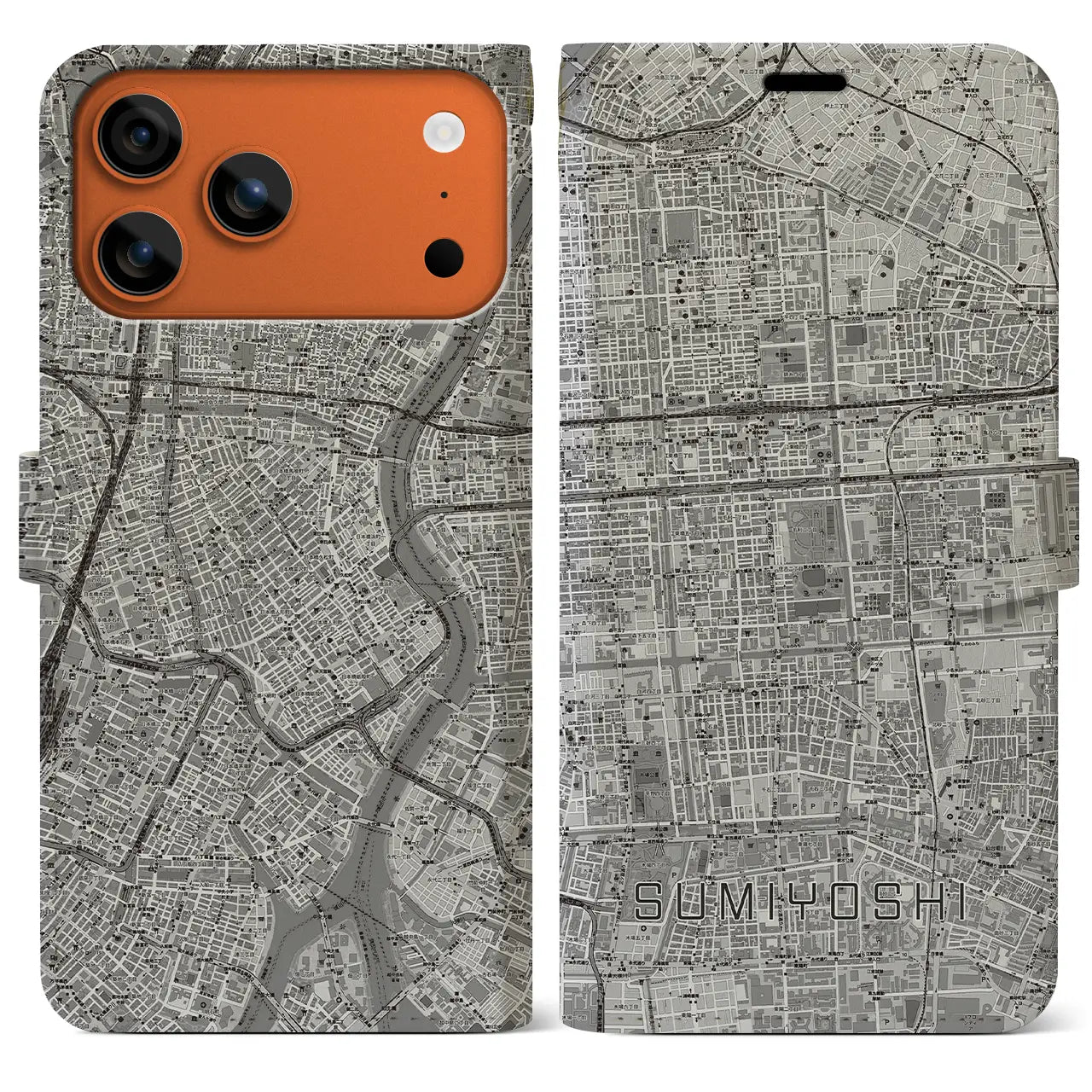 【住吉(東京都)】地図柄iPhoneケース(手帳タイプ)