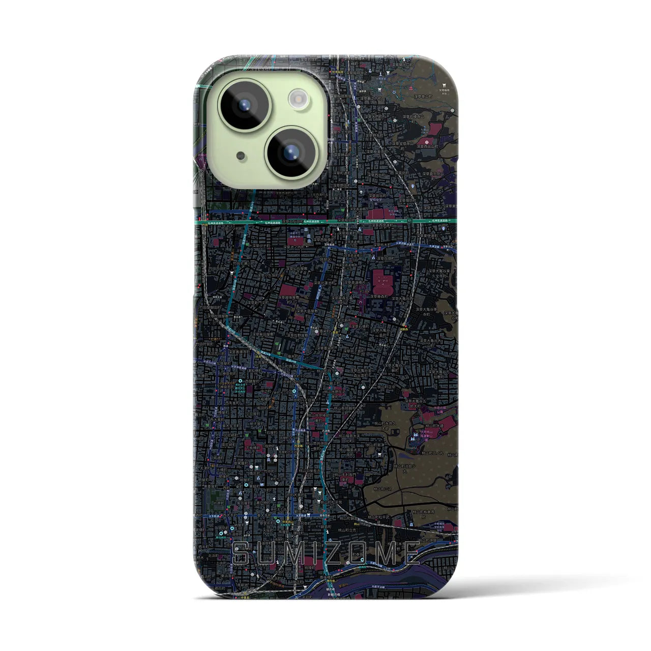 【墨染(京都府)】地図柄iPhoneケース(バックカバータイプ)