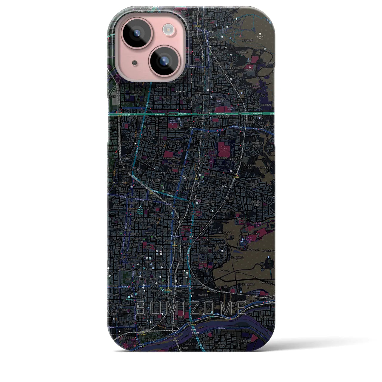 【墨染(京都府)】地図柄iPhoneケース(バックカバータイプ)