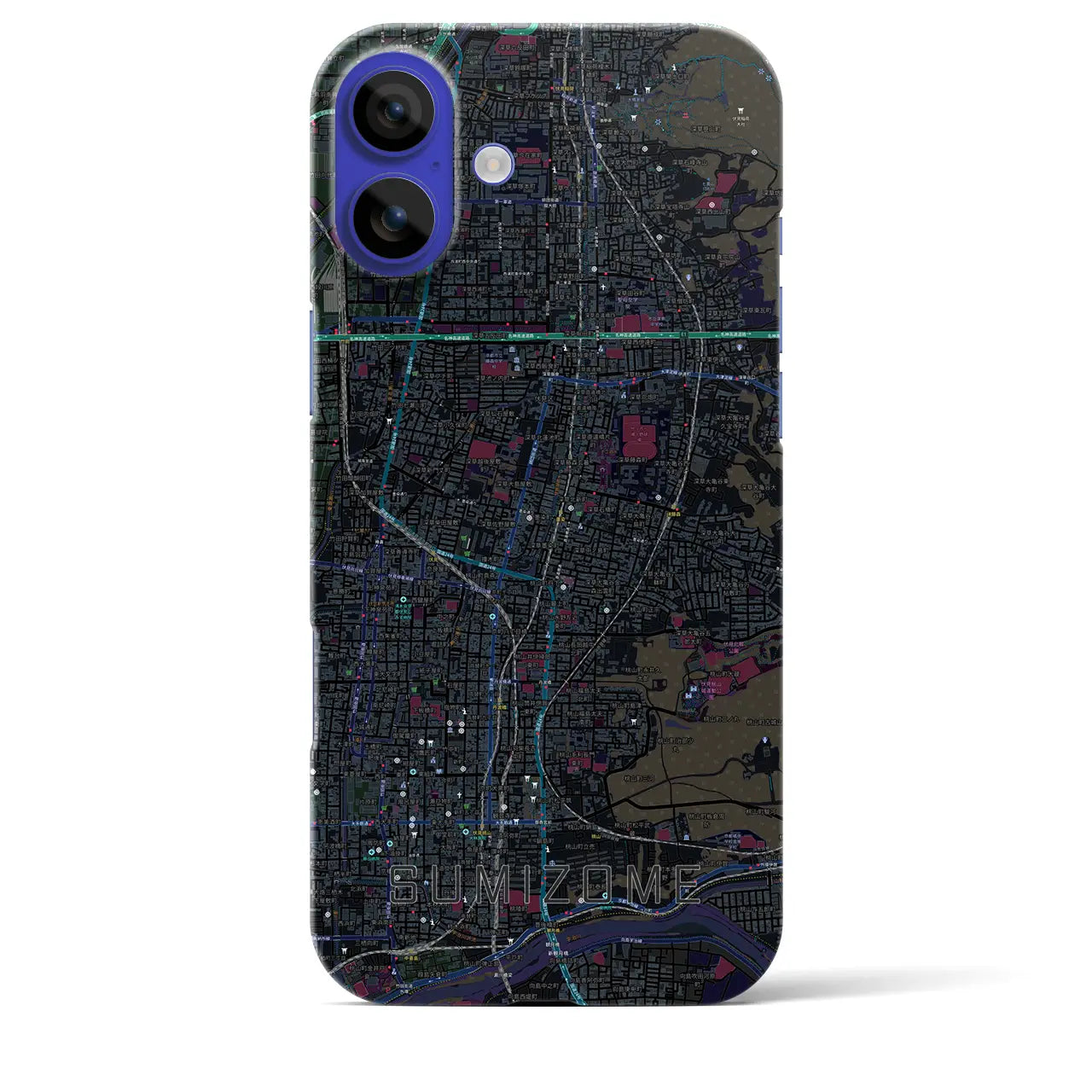 【墨染(京都府)】地図柄iPhoneケース(バックカバータイプ)