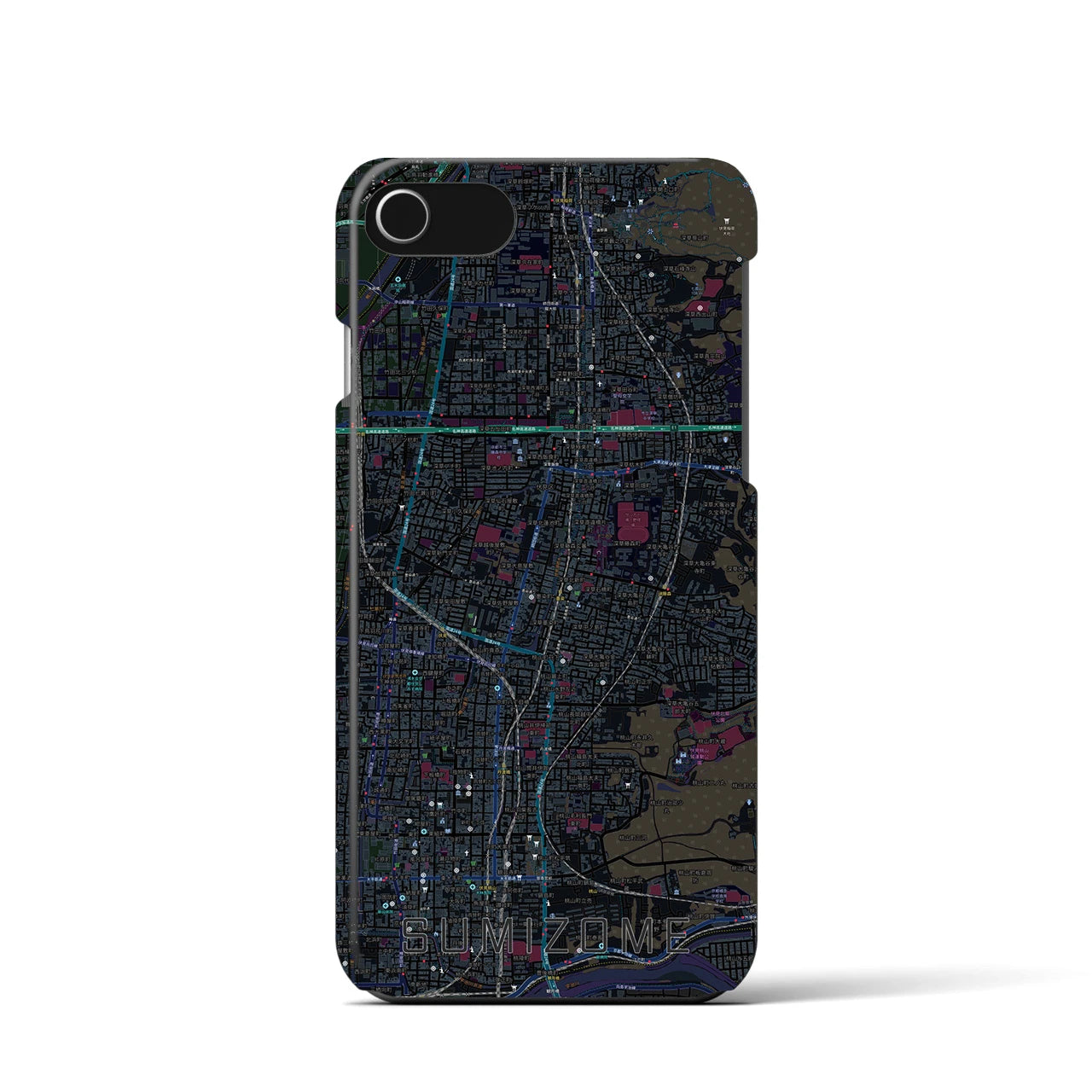 【墨染(京都府)】地図柄iPhoneケース(バックカバータイプ)