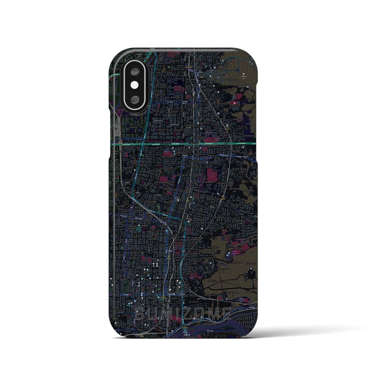 【墨染(京都府)】地図柄iPhoneケース(バックカバータイプ)