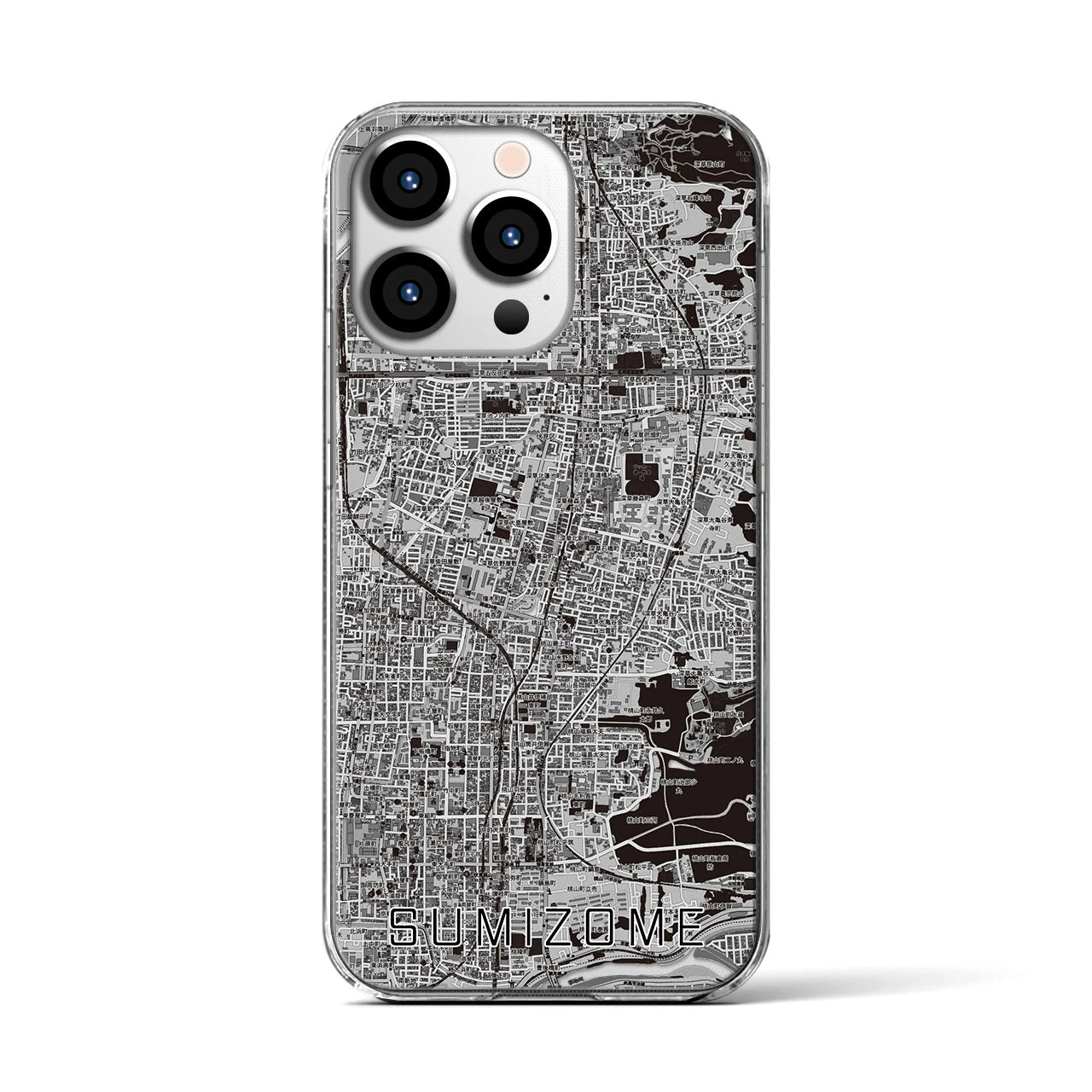 【墨染(京都府)】地図柄iPhoneケース(クリアタイプ)