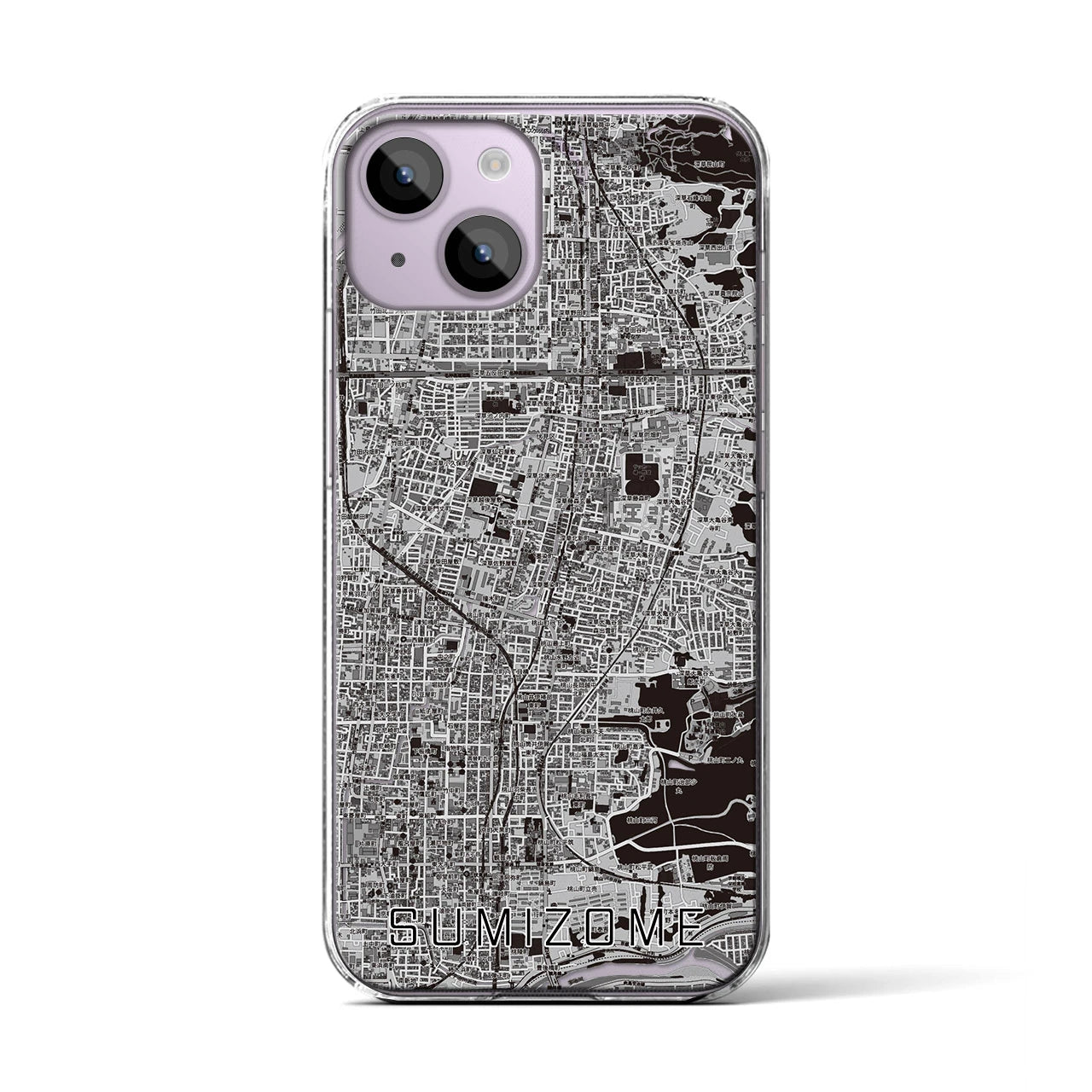 【墨染(京都府)】地図柄iPhoneケース(クリアタイプ)