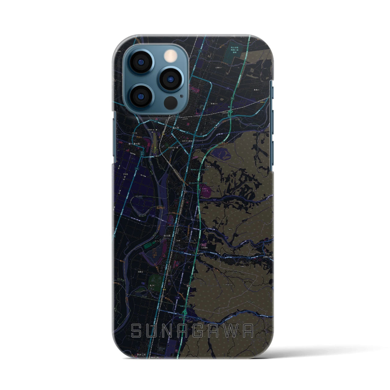 【砂川(北海道)】地図柄iPhoneケース(バックカバータイプ)