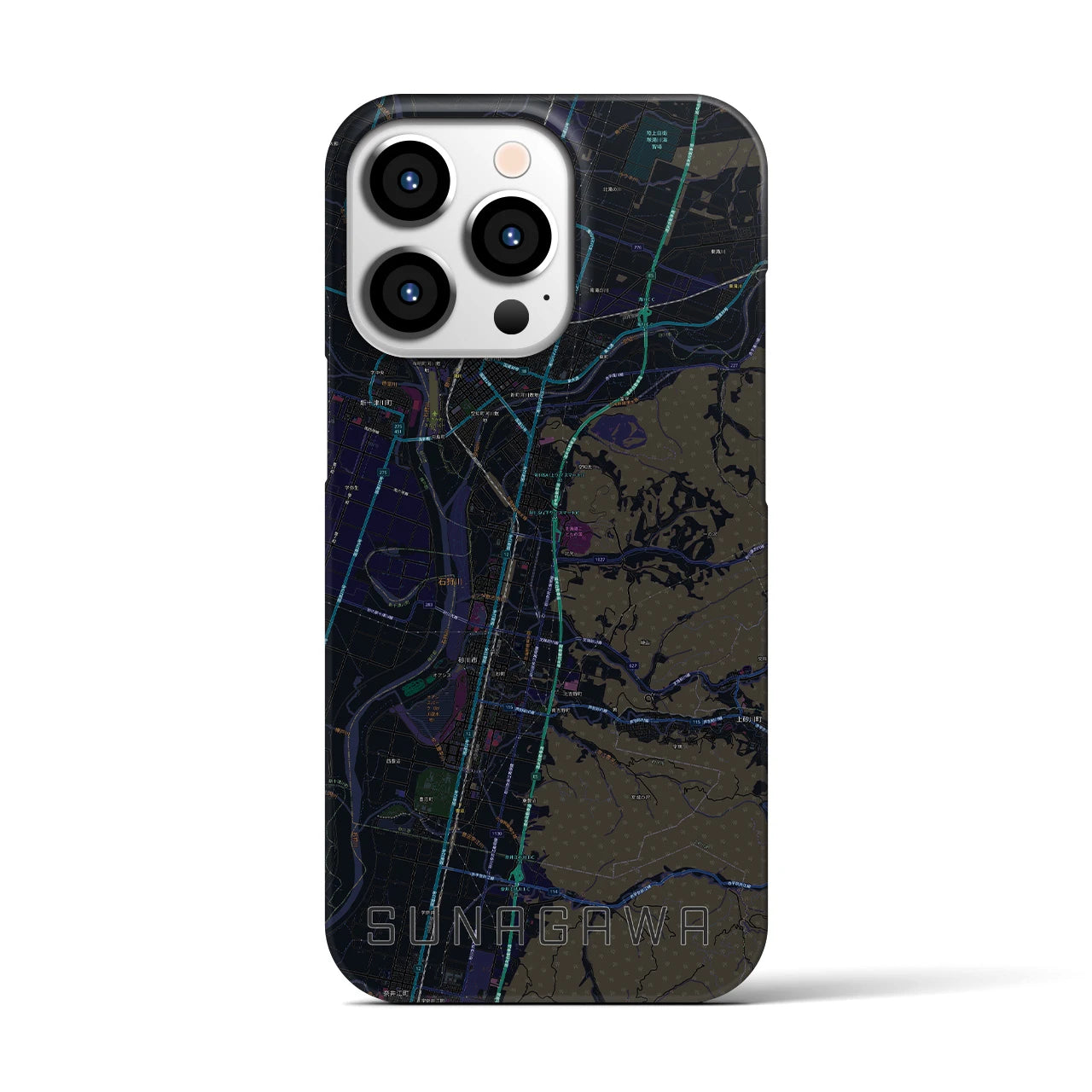 【砂川(北海道)】地図柄iPhoneケース(バックカバータイプ)
