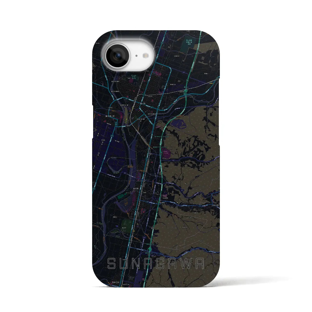 【砂川(北海道)】地図柄iPhoneケース(バックカバータイプ)