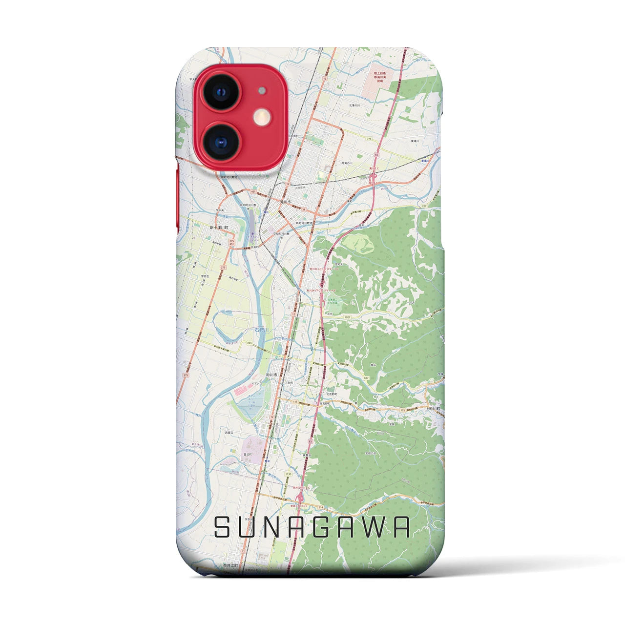 【砂川(北海道)】地図柄iPhoneケース(バックカバータイプ)