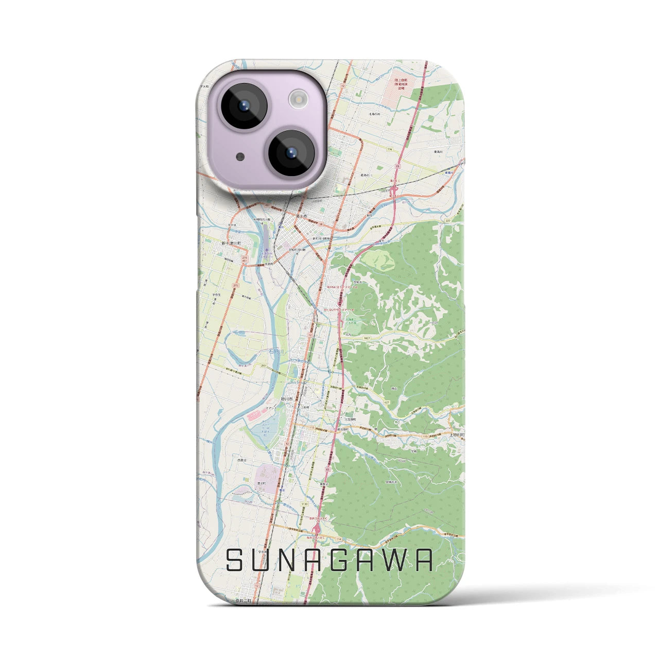 【砂川(北海道)】地図柄iPhoneケース(バックカバータイプ)