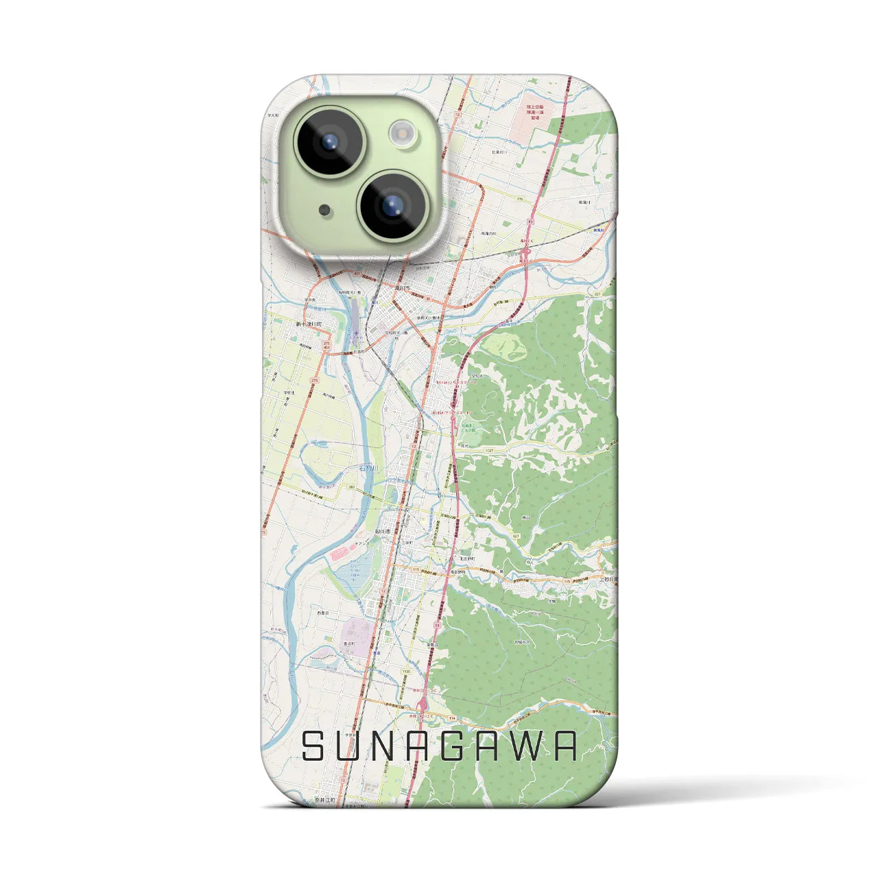 【砂川(北海道)】地図柄iPhoneケース(バックカバータイプ)