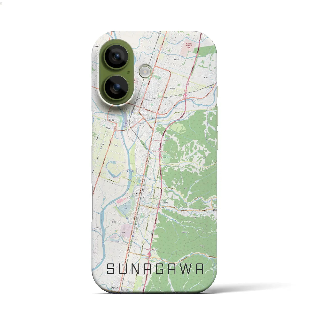 【砂川(北海道)】地図柄iPhoneケース(バックカバータイプ)ブラック・iPhone 17 Pro Max 用