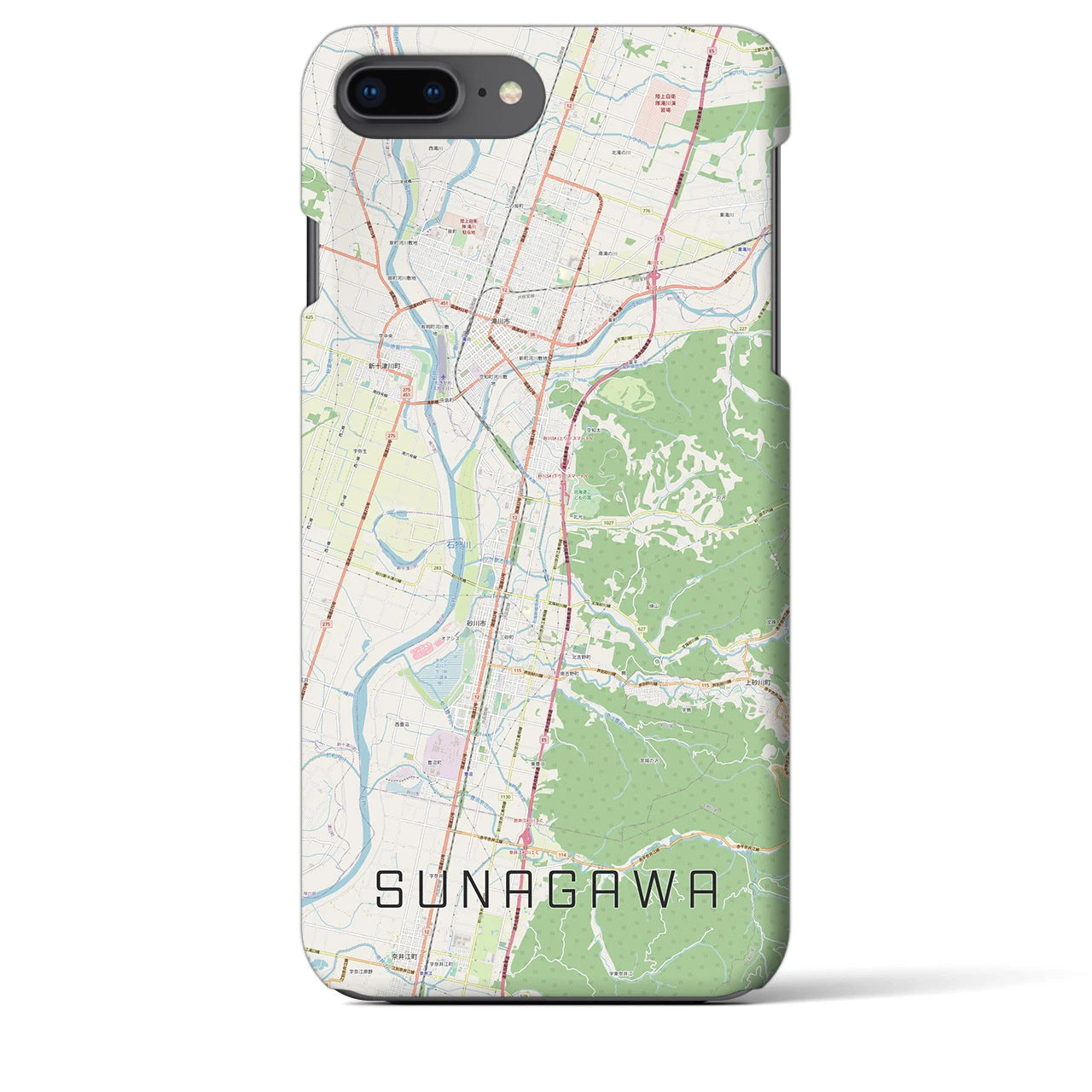 【砂川(北海道)】地図柄iPhoneケース(バックカバータイプ)