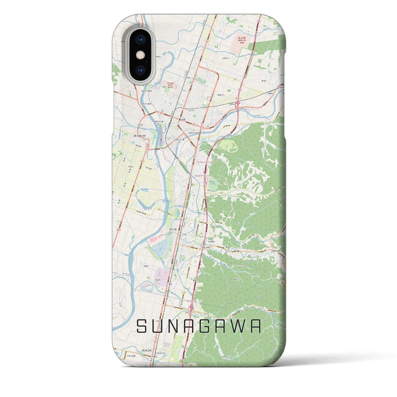 【砂川(北海道)】地図柄iPhoneケース(バックカバータイプ)