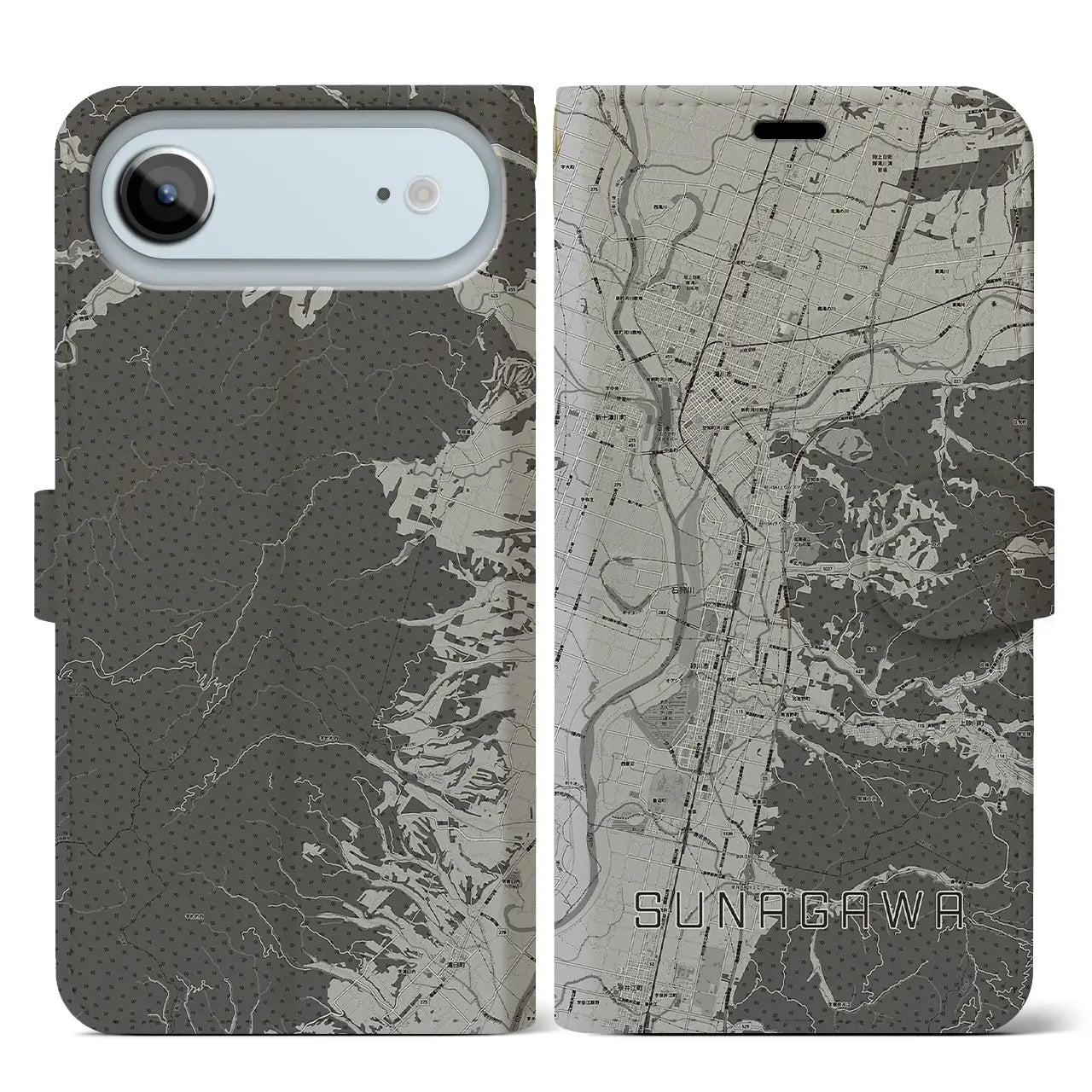 【砂川(北海道)】地図柄iPhoneケース(手帳タイプ)