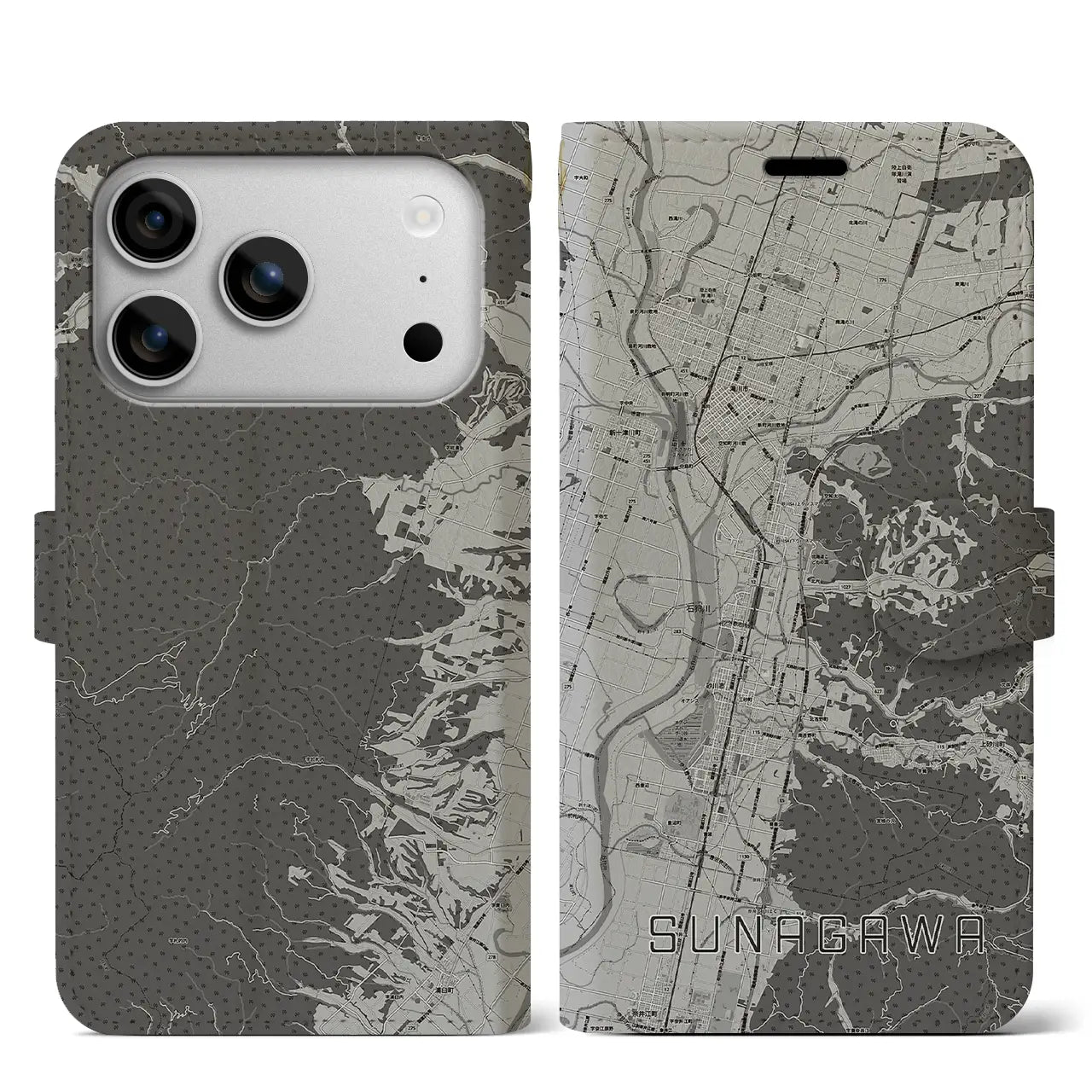 【砂川(北海道)】地図柄iPhoneケース(手帳タイプ)