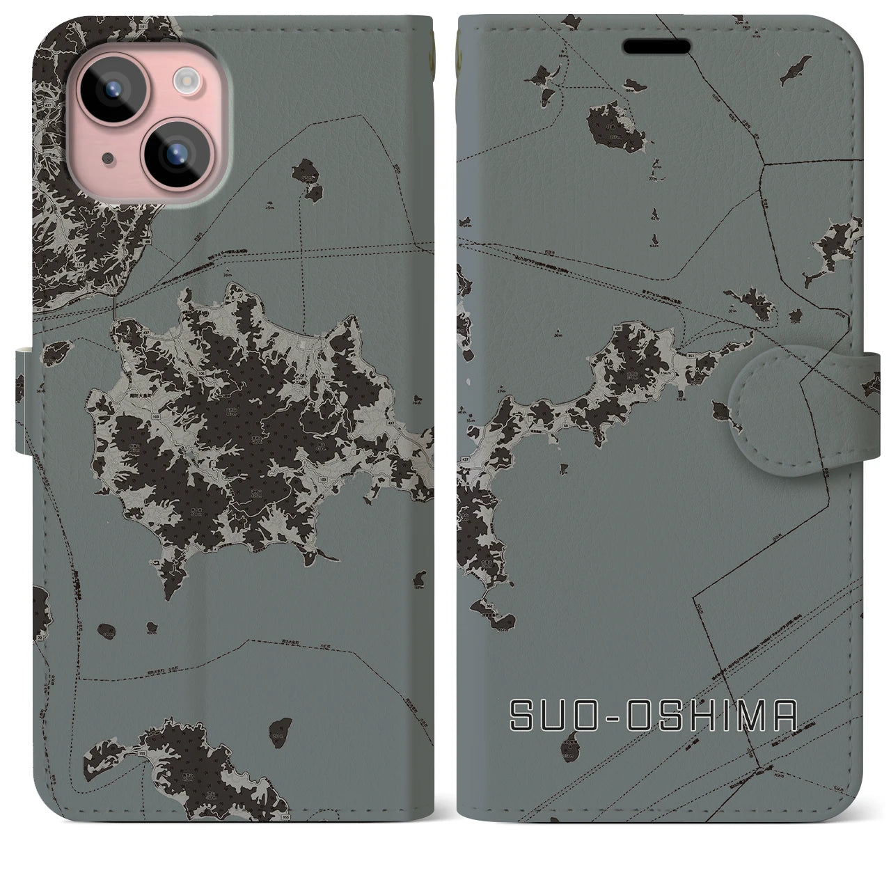 【周防大島(山口県)】地図柄iPhoneケース(手帳タイプ)