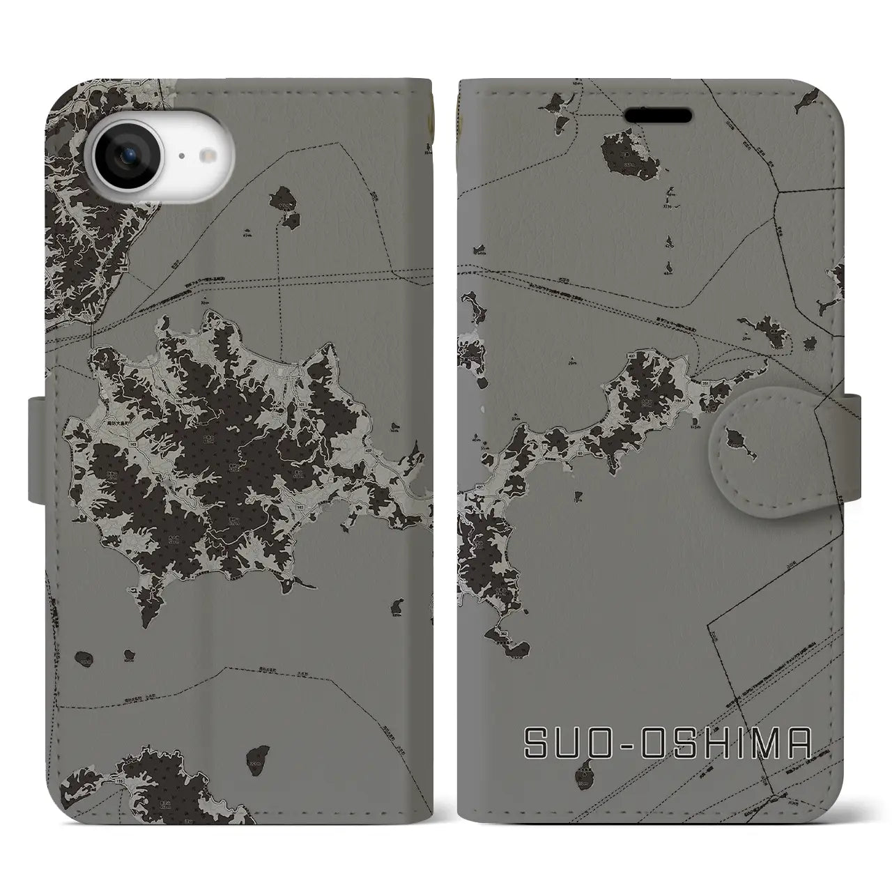 【周防大島(山口県)】地図柄iPhoneケース(手帳タイプ)