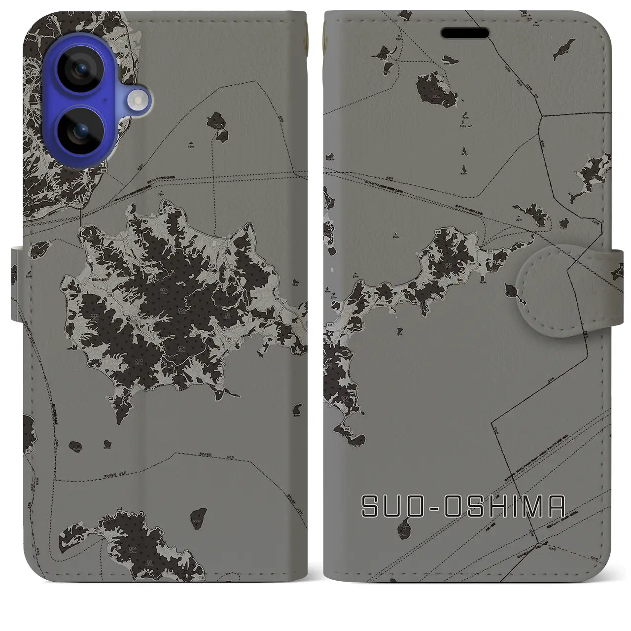 【周防大島(山口県)】地図柄iPhoneケース(手帳タイプ)