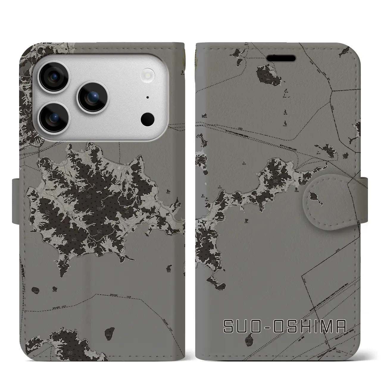 【周防大島(山口県)】地図柄iPhoneケース(手帳タイプ)