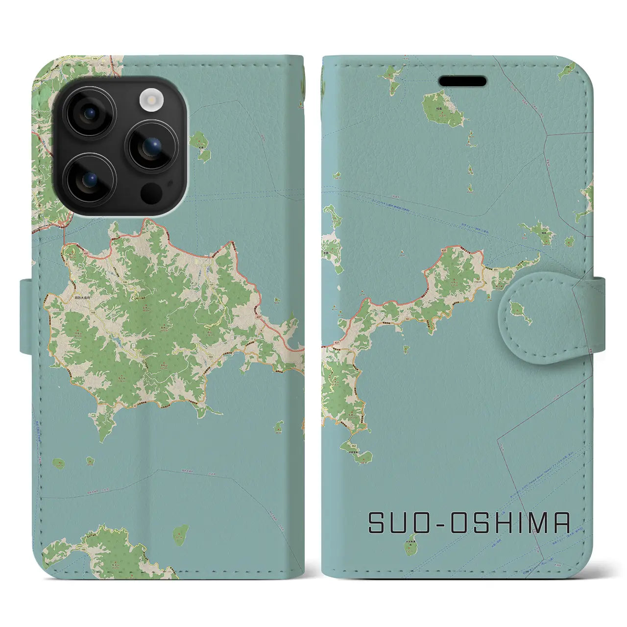 【周防大島(山口県)】地図柄iPhoneケース(手帳タイプ)ナチュラル・iPhone 16 用